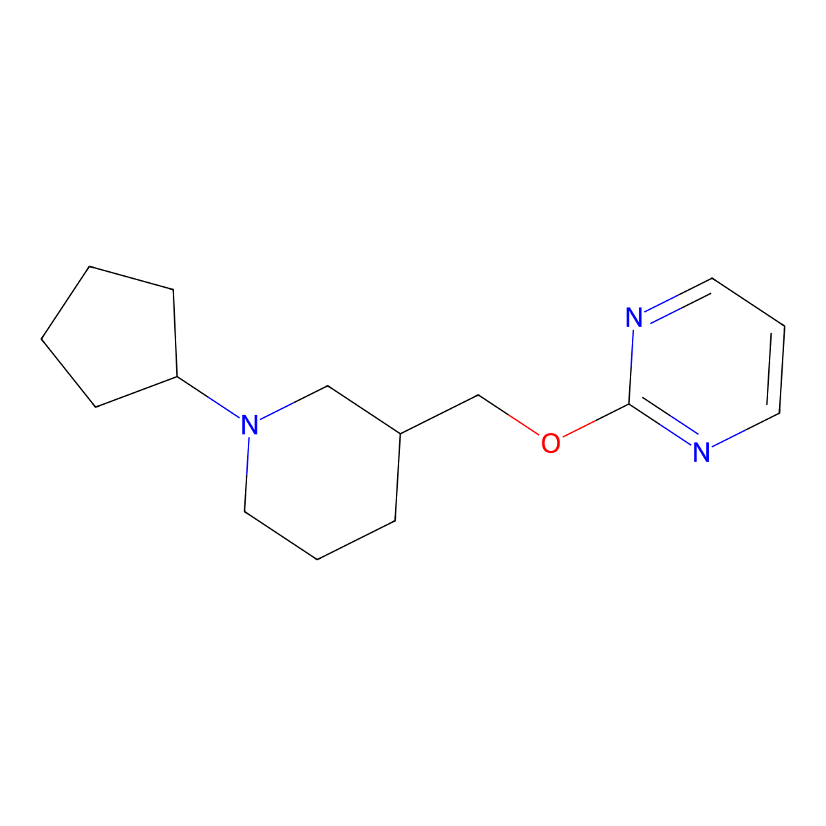 2-[(1-Cyclopentylpiperidin-3-yl)methoxy]pyrimidine molecular structure, CAS 2415554-87-7
