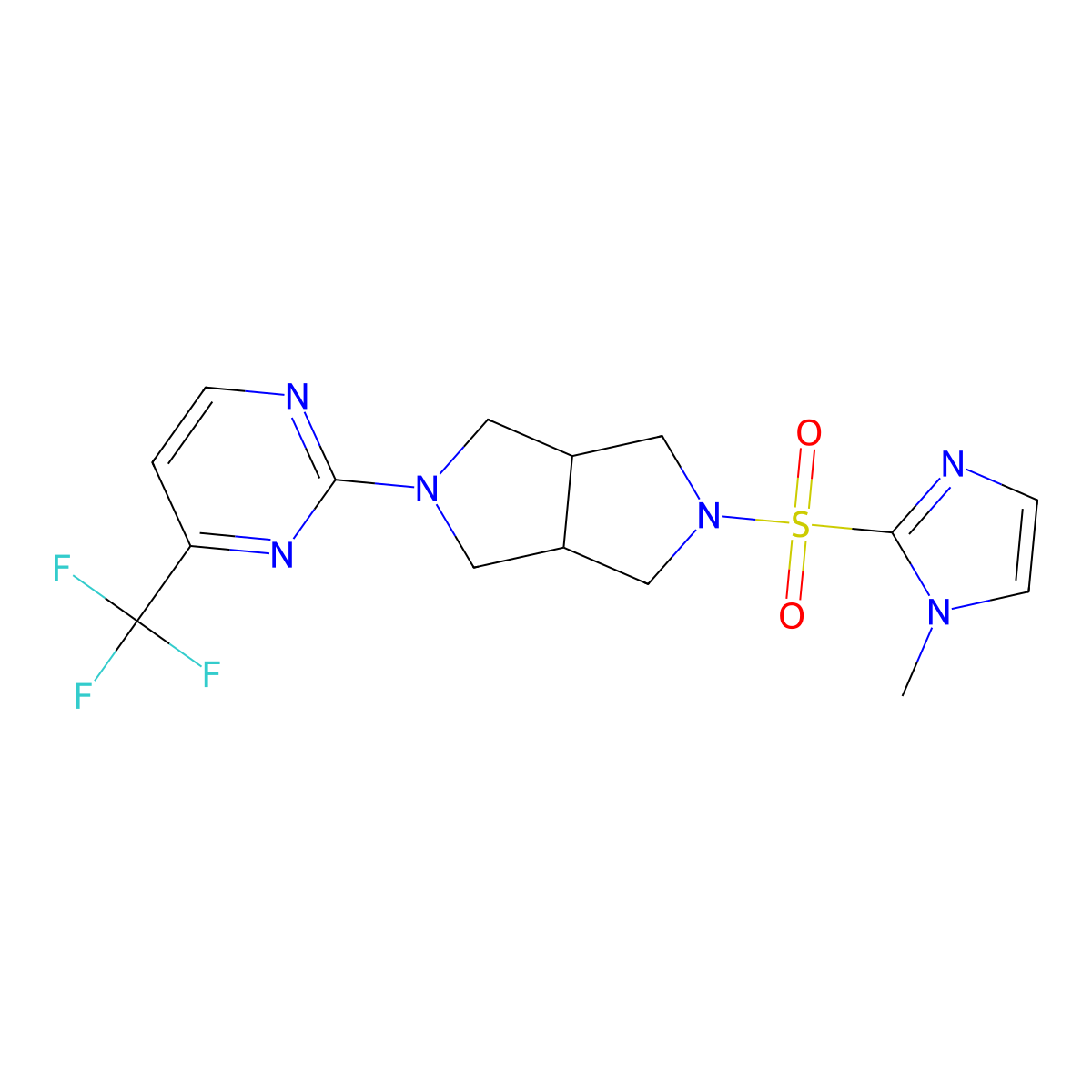 2-{5-[(1-methyl-1H-imidazol-2-yl)sulfonyl]-octahydropyrrolo[3,4-c]pyrrol-2-yl}-4-(trifluoromethyl)pyrimidine molecular structure, CAS 2415554-90-2