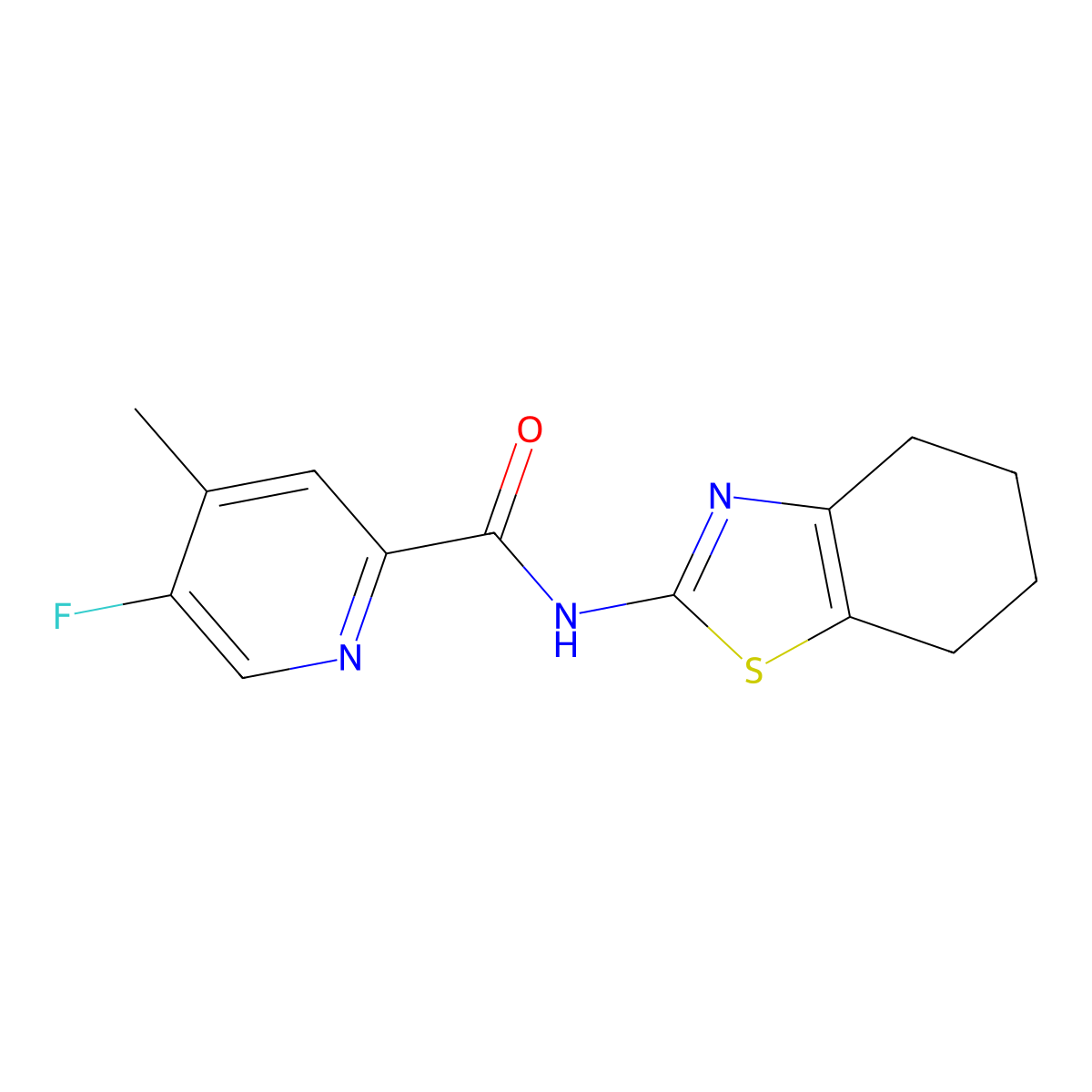 5-Fluoro-4-methyl-N-(4,5,6,7-tetrahydro-1,3-benzothiazol-2-yl)pyridine-2-carboxamide molecular structure, CAS 2415554-92-4