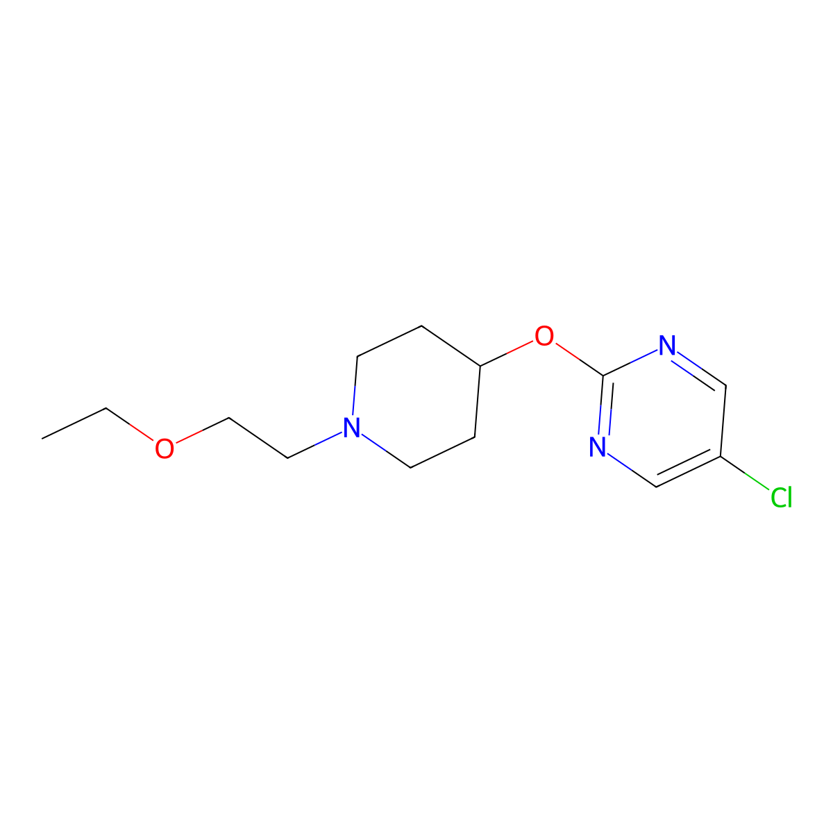 5-Chloro-2-{[1-(2-ethoxyethyl)piperidin-4-yl]oxy}pyrimidine molecular structure, CAS 2415554-95-7