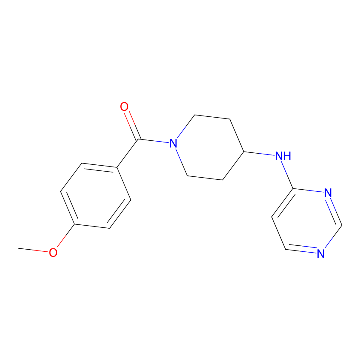 N-[1-(4-methoxybenzoyl)piperidin-4-yl]pyrimidin-4-amine molecular structure, CAS 2415554-97-9