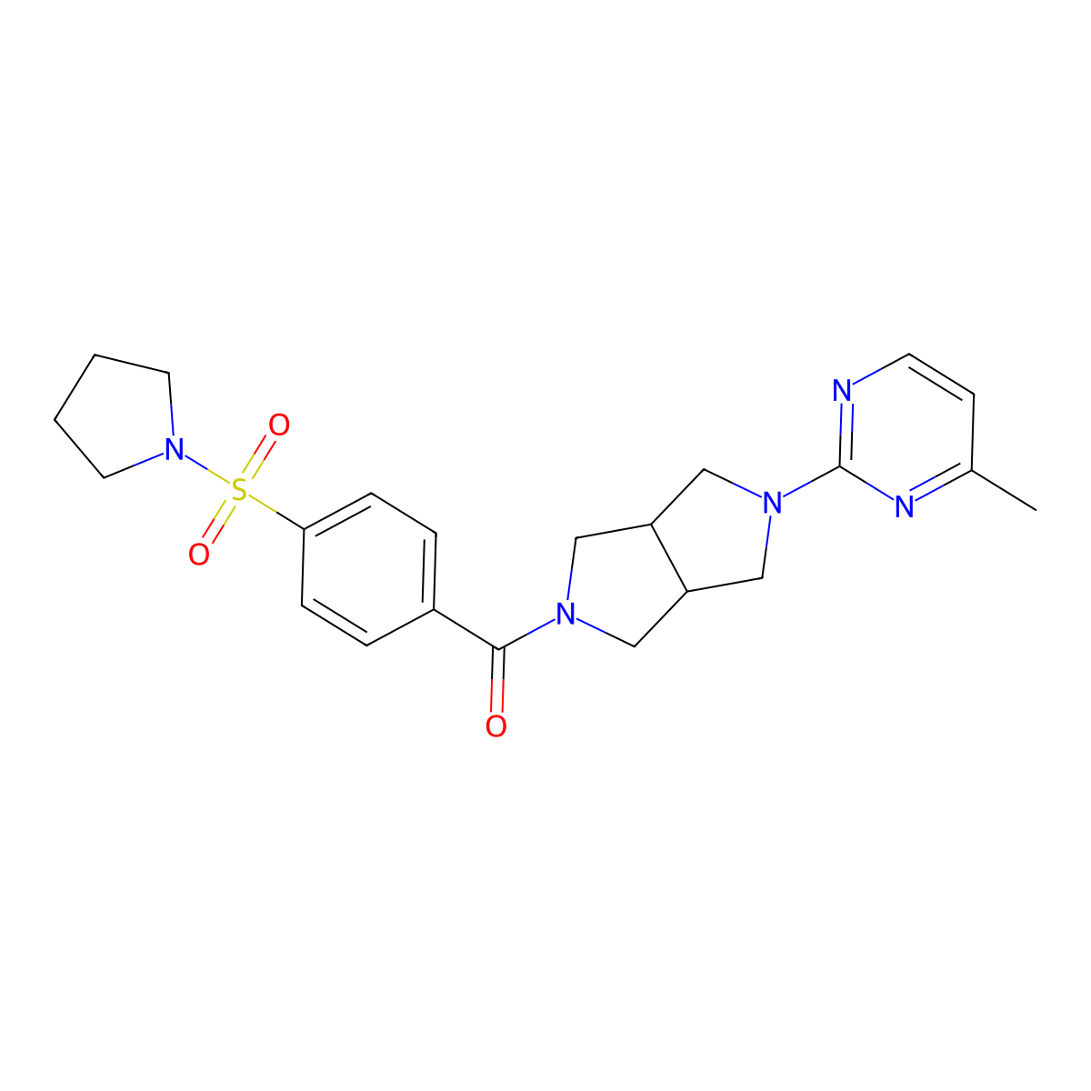 4-Methyl-2-{5-[4-(pyrrolidine-1-sulfonyl)benzoyl]-octahydropyrrolo[3,4-c]pyrrol-2-yl}pyrimidine molecular structure, CAS 2415554-98-0
