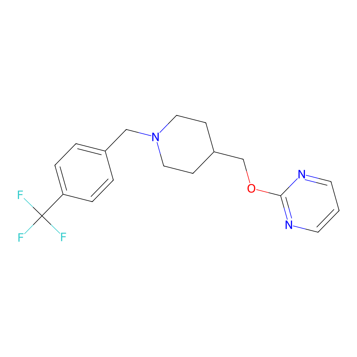 2-[(1-{[4-(Trifluoromethyl)phenyl]methyl}piperidin-4-yl)methoxy]pyrimidine molecular structure, CAS 2415555-07-4