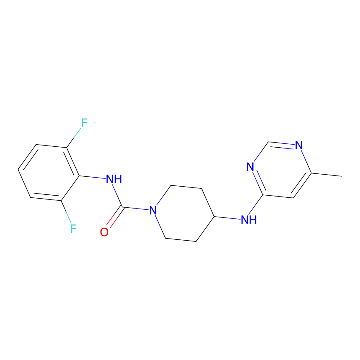 N-(2,6-Difluorophenyl)-4-[(6-methylpyrimidin-4-yl)amino]piperidine-1-carboxamide molecular structure, CAS 2415555-08-5