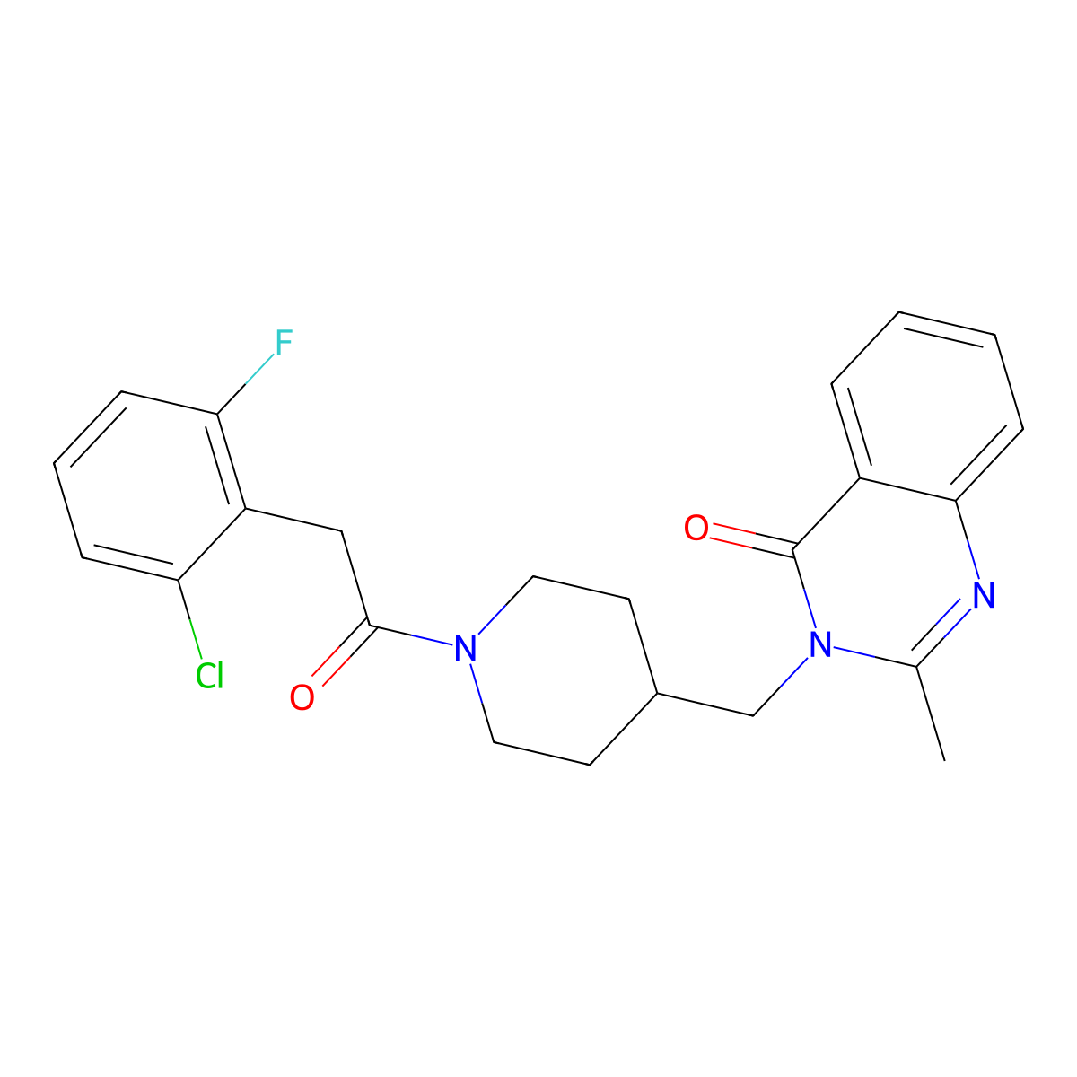 3-({1-[2-(2-Chloro-6-fluorophenyl)acetyl]piperidin-4-yl}methyl)-2-methyl-3,4-dihydroquinazolin-4-one molecular structure, CAS 2415555-10-9