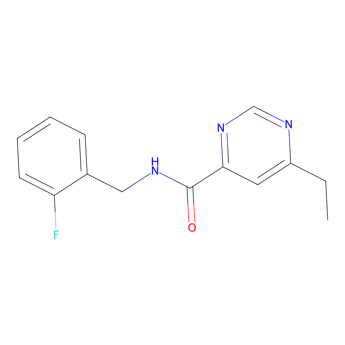 6-ethyl-N-[(2-fluorophenyl)methyl]pyrimidine-4-carboxamide molecular structure, CAS 2415555-11-0