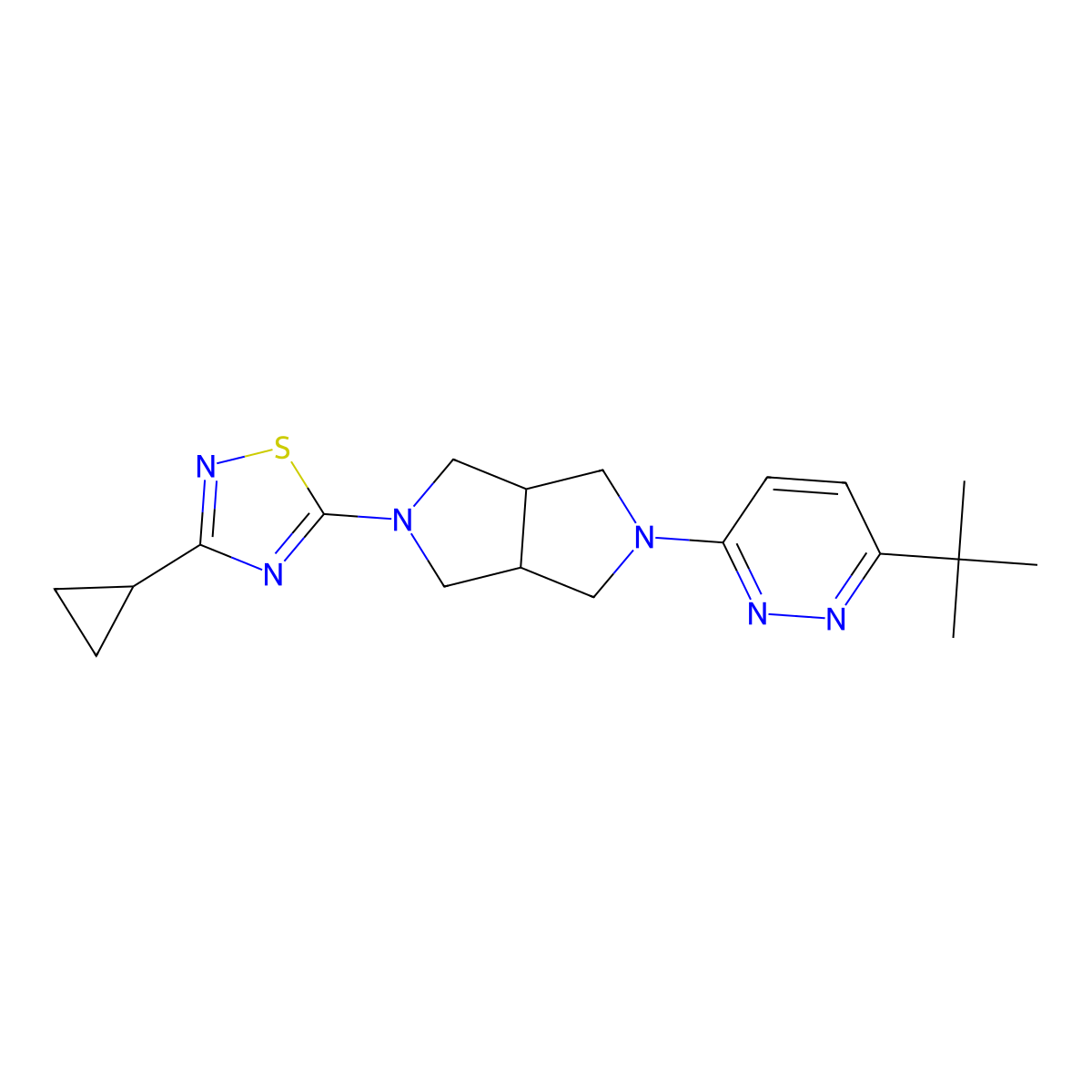 3-Tert-butyl-6-[5-(3-cyclopropyl-1,2,4-thiadiazol-5-yl)-octahydropyrrolo[3,4-c]pyrrol-2-yl]pyridazine molecular structure, CAS 2415555-12-1