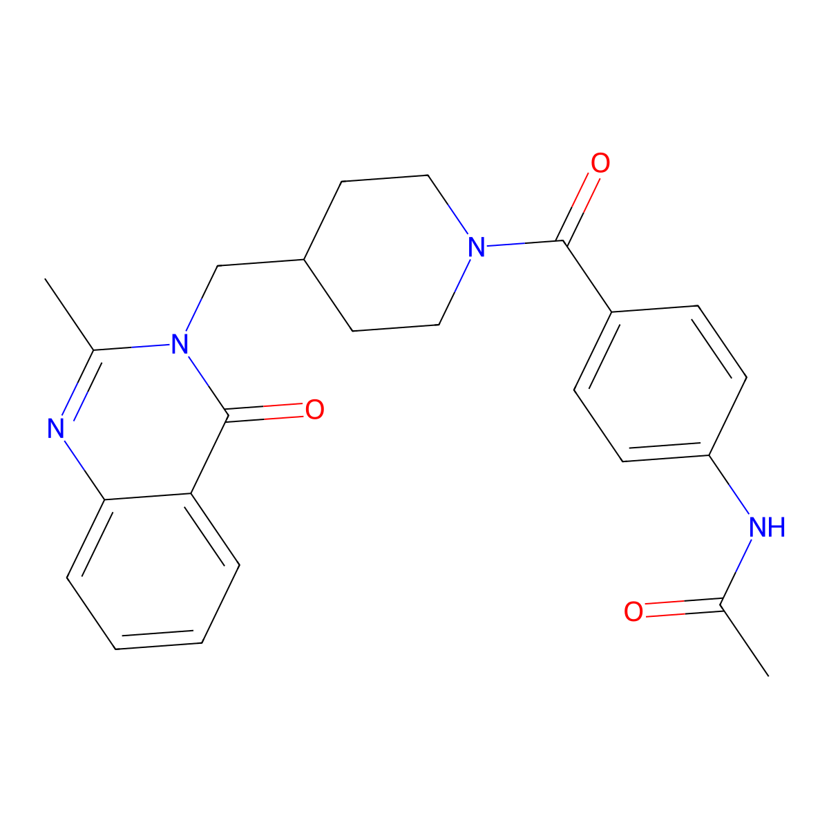 N-(4-{4-[(2-methyl-4-oxo-3,4-dihydroquinazolin-3-yl)methyl]piperidine-1-carbonyl}phenyl)acetamide molecular structure, CAS 2415555-13-2