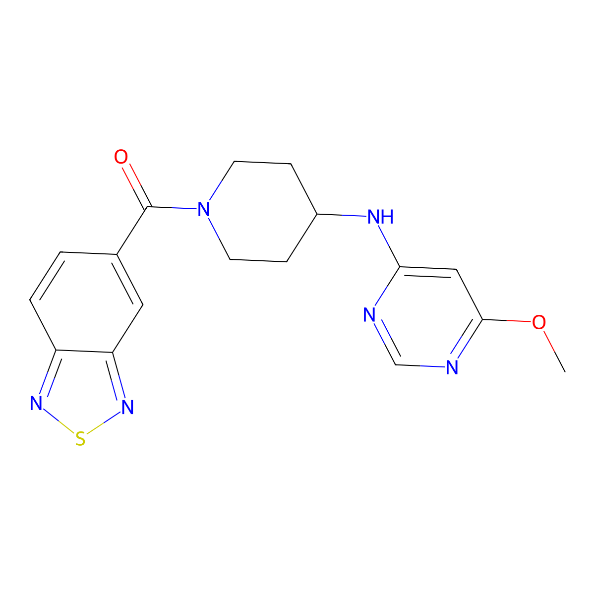 N-[1-(2,1,3-benzothiadiazole-5-carbonyl)piperidin-4-yl]-6-methoxypyrimidin-4-amine molecular structure, CAS 2415555-18-7