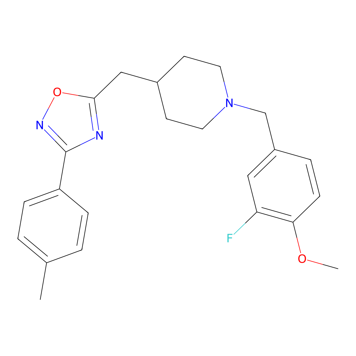 1-[(3-Fluoro-4-methoxyphenyl)methyl]-4-{[3-(4-methylphenyl)-1,2,4-oxadiazol-5-yl]methyl}piperidine molecular structure, CAS 2415555-23-4