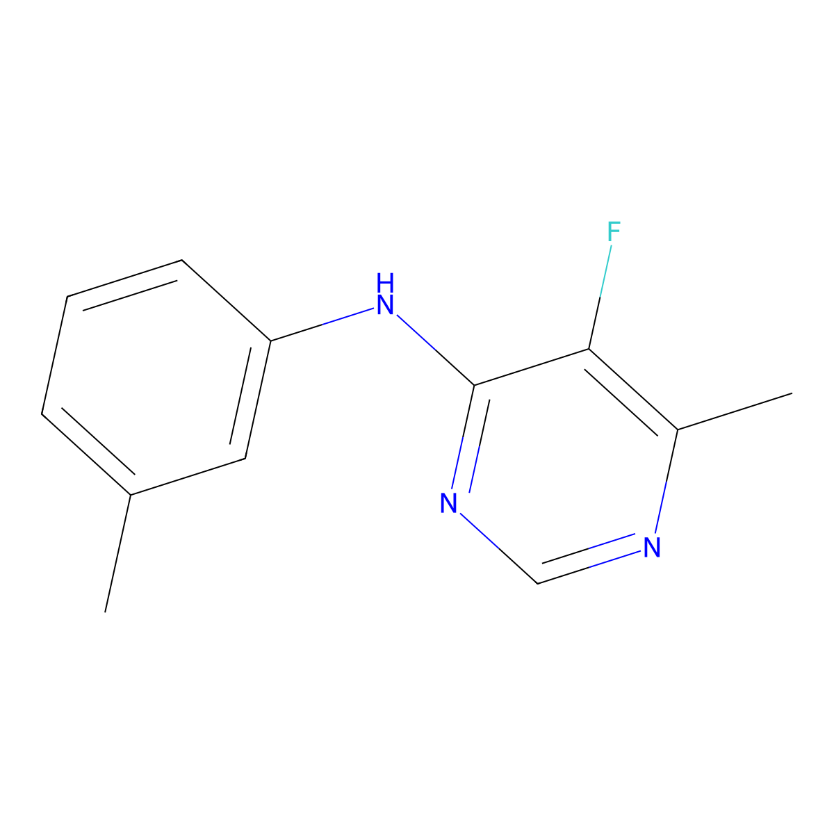 5-Fluoro-6-methyl-N-(3-methylphenyl)pyrimidin-4-amine molecular structure, CAS 2415555-25-6