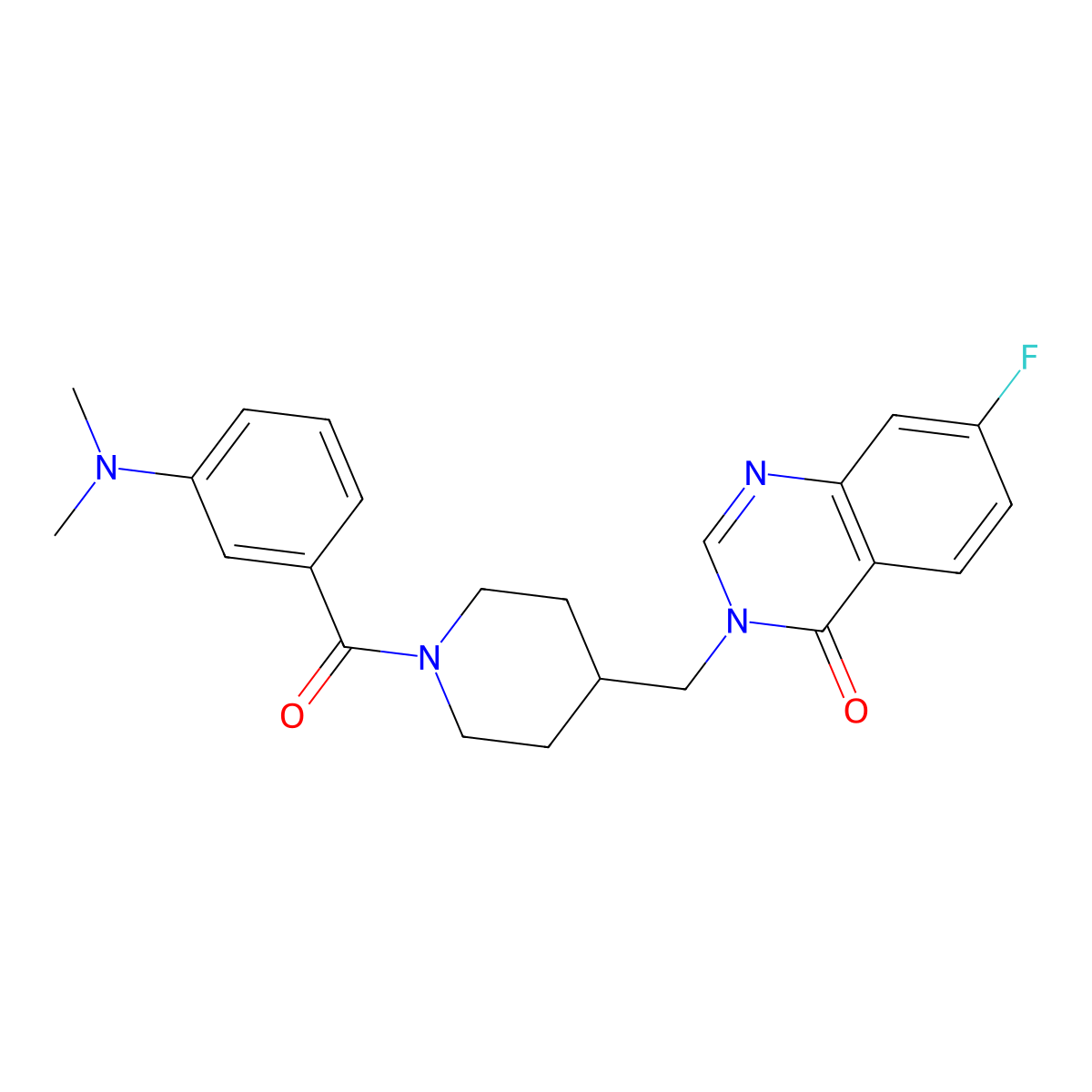 3-({1-[3-(Dimethylamino)benzoyl]piperidin-4-yl}methyl)-7-fluoro-3,4-dihydroquinazolin-4-one molecular structure, CAS 2415555-32-5