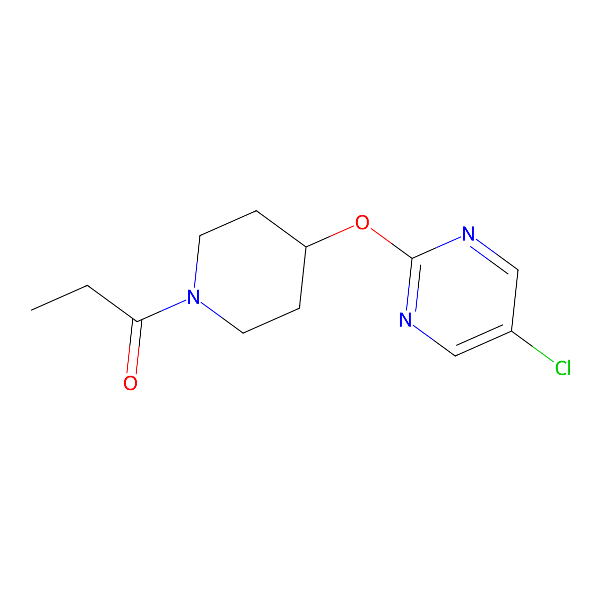 1-{4-[(5-Chloropyrimidin-2-yl)oxy]piperidin-1-yl}propan-1-one molecular structure, CAS 2415555-36-9