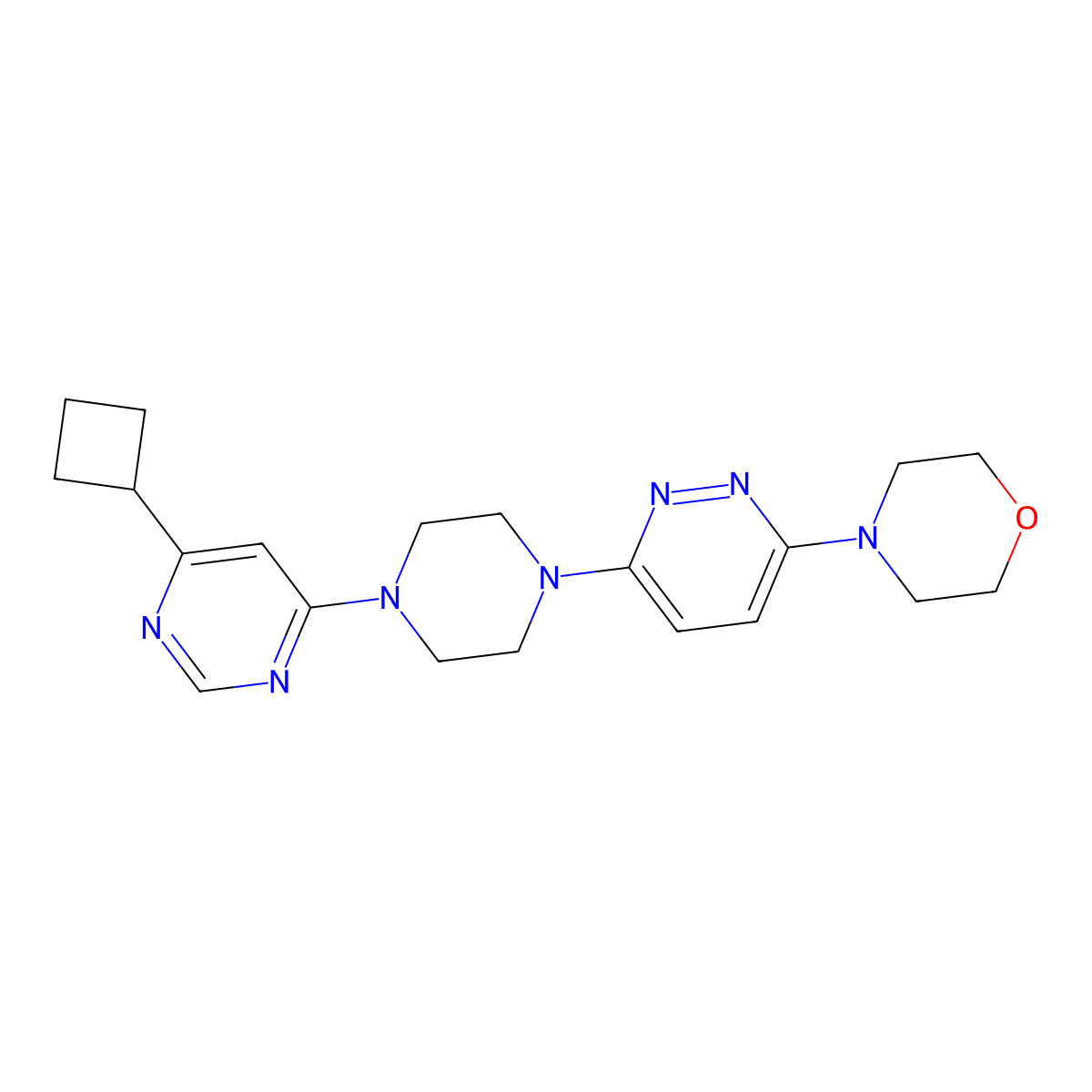 4-{6-[4-(6-Cyclobutylpyrimidin-4-yl)piperazin-1-yl]pyridazin-3-yl}morpholine molecular structure, CAS 2415555-38-1