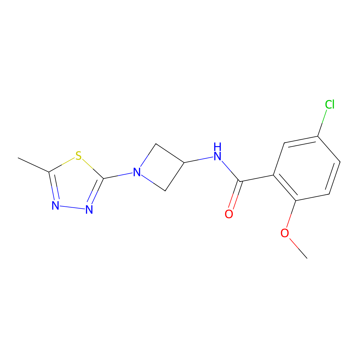 5-Chloro-2-methoxy-N-[1-(5-methyl-1,3,4-thiadiazol-2-yl)azetidin-3-yl]benzamide molecular structure, CAS 2415555-39-2