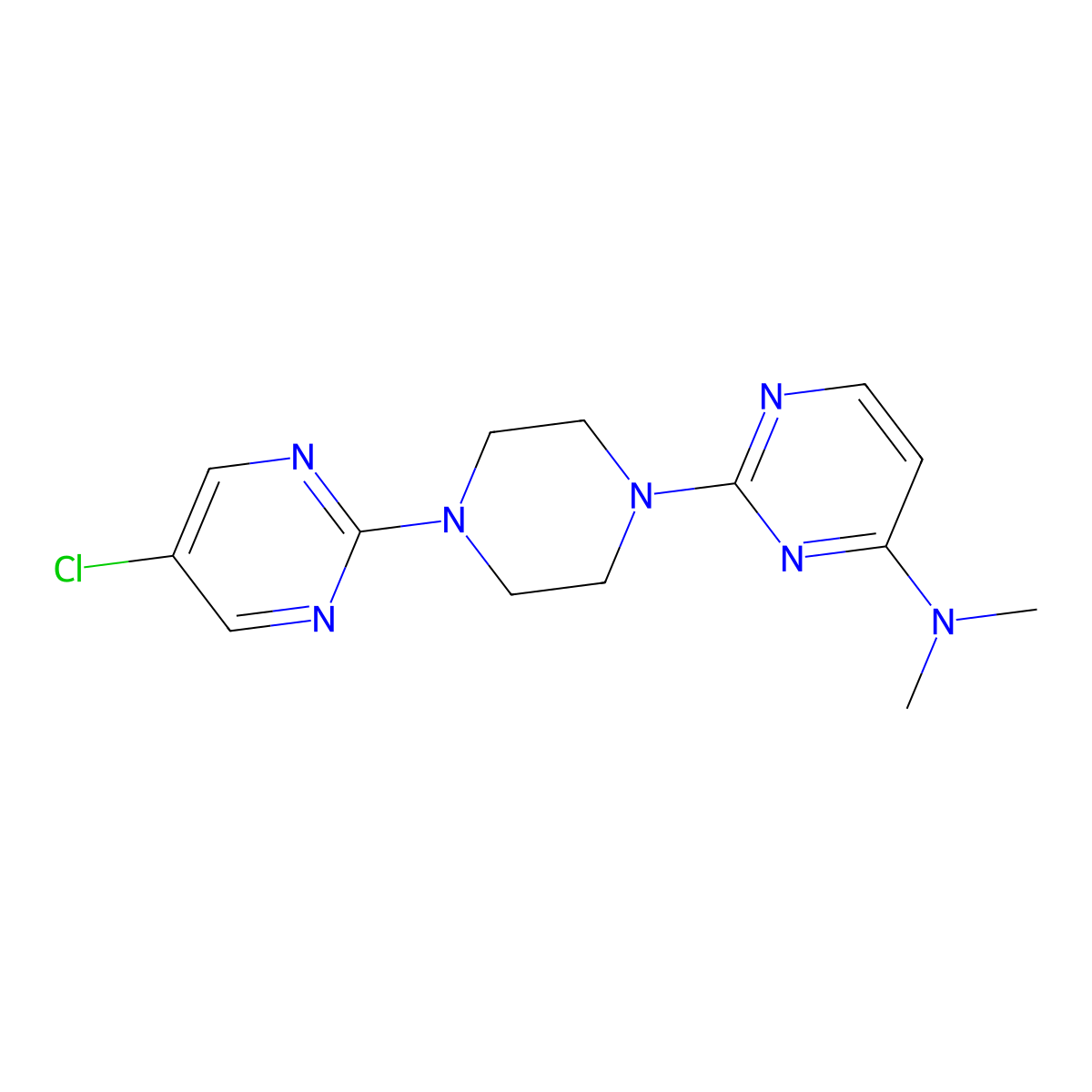 2-[4-(5-chloropyrimidin-2-yl)piperazin-1-yl]-N,N-dimethylpyrimidin-4-amine molecular structure, CAS 2415555-43-8