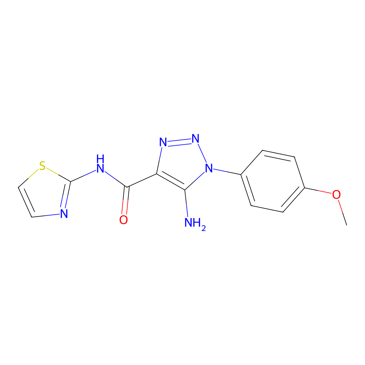 5-amino-1-(4-methoxyphenyl)-N-(1,3-thiazol-2-yl)-1H-1,2,3-triazole-4-carboxamide molecular structure, CAS 2415555-47-2