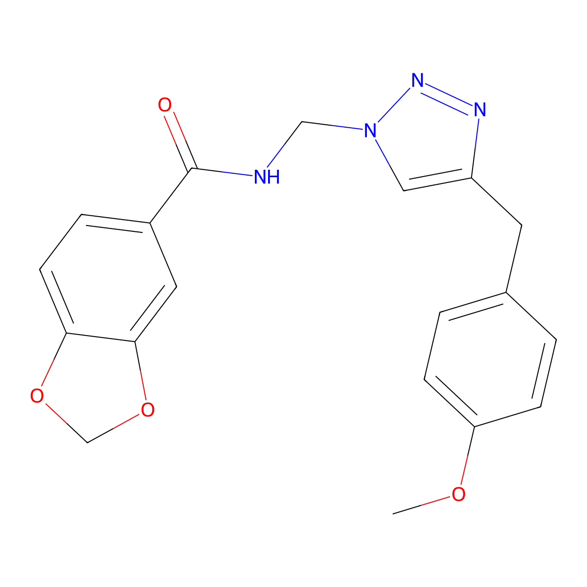 N-({4-[(4-methoxyphenyl)methyl]-1H-1,2,3-triazol-1-yl}methyl)-2H-1,3-benzodioxole-5-carboxamide molecular structure, CAS 2415555-49-4