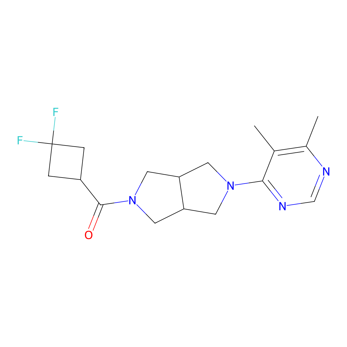 4-[5-(3,3-Difluorocyclobutanecarbonyl)-octahydropyrrolo[3,4-c]pyrrol-2-yl]-5,6-dimethylpyrimidine molecular structure, CAS 2415555-53-0