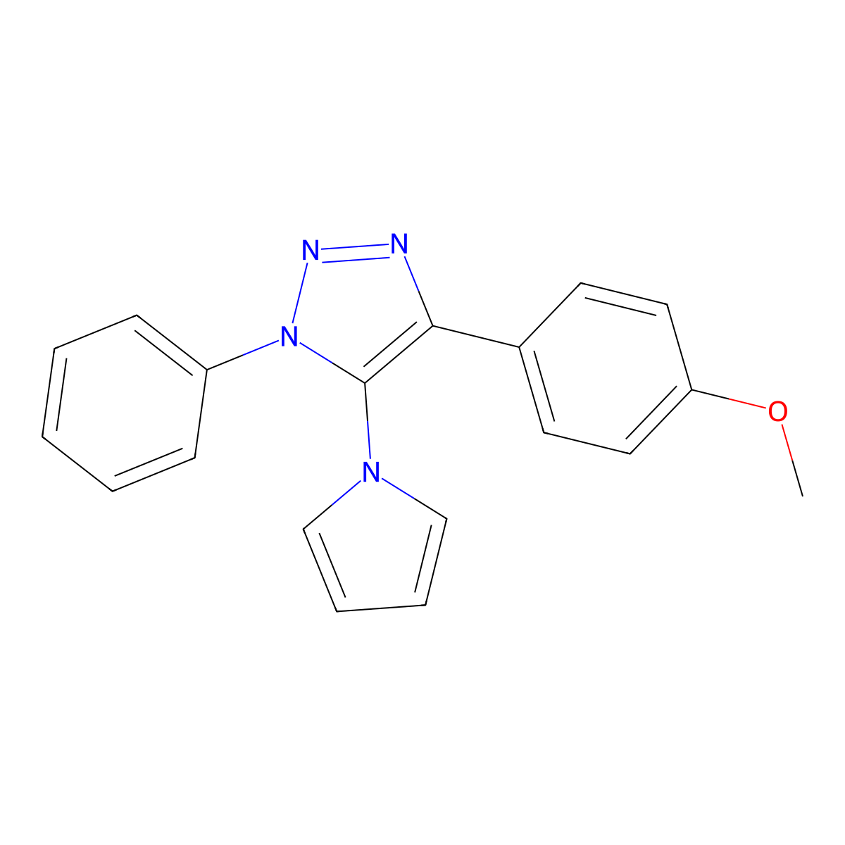 4-(4-methoxyphenyl)-1-phenyl-5-(1H-pyrrol-1-yl)-1H-1,2,3-triazole molecular structure, CAS 2415555-64-3