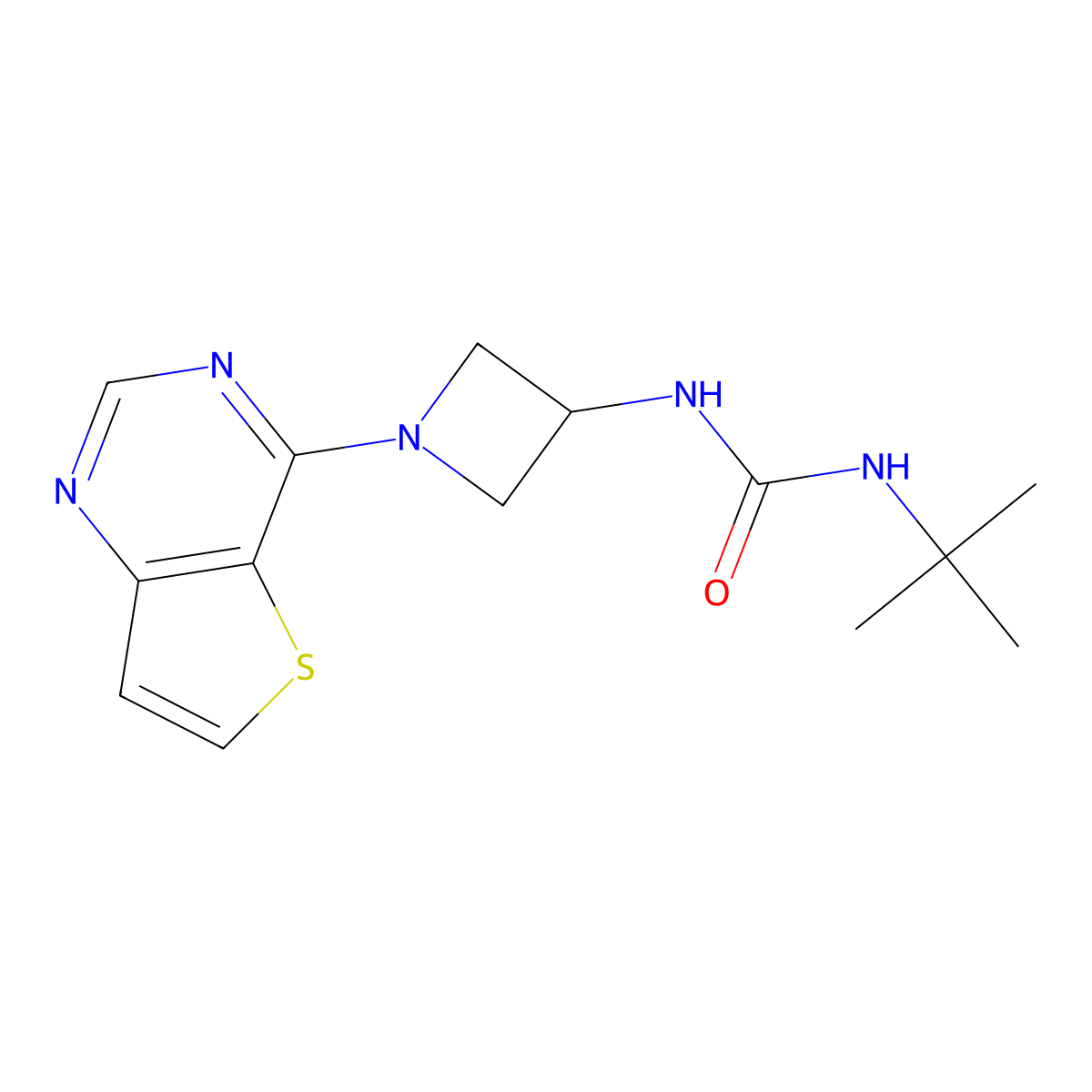 3-Tert-butyl-1-(1-{thieno[3,2-d]pyrimidin-4-yl}azetidin-3-yl)urea molecular structure, CAS 2415555-66-5