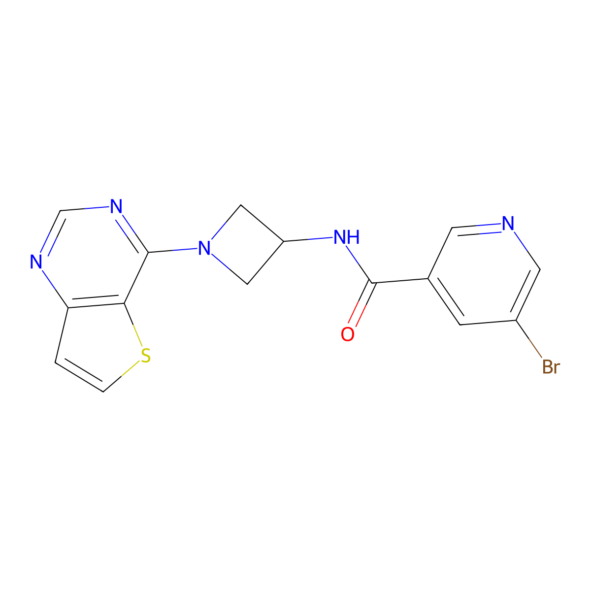 5-bromo-N-(1-{thieno[3,2-d]pyrimidin-4-yl}azetidin-3-yl)pyridine-3-carboxamide molecular structure, CAS 2415555-70-1