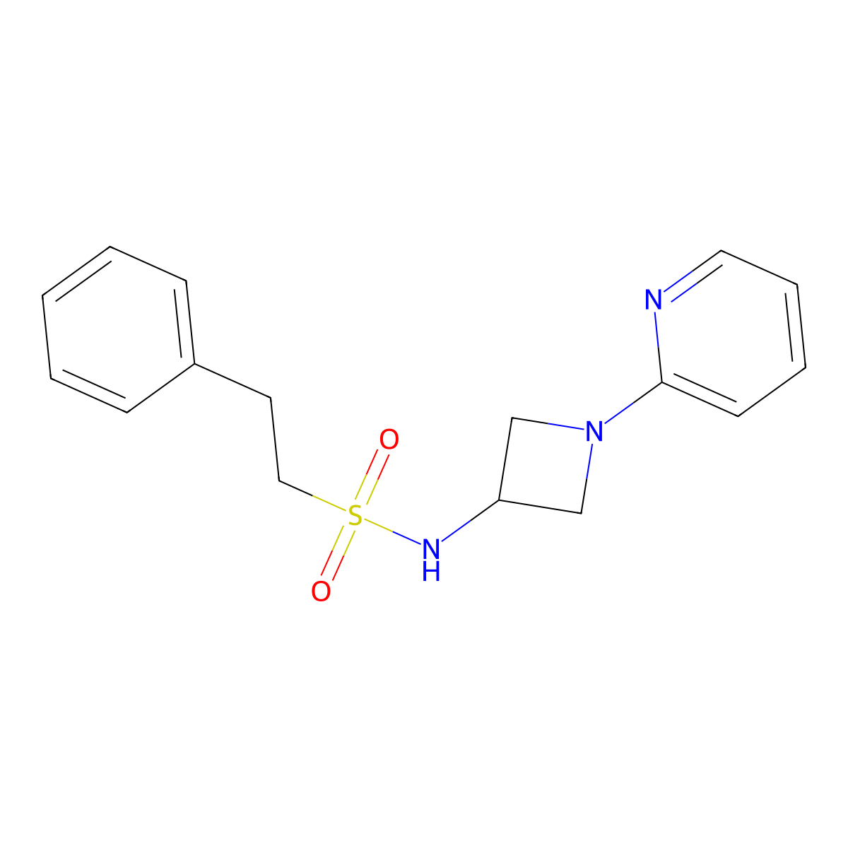 2-phenyl-N-[1-(pyridin-2-yl)azetidin-3-yl]ethane-1-sulfonamide molecular structure, CAS 2415555-74-5