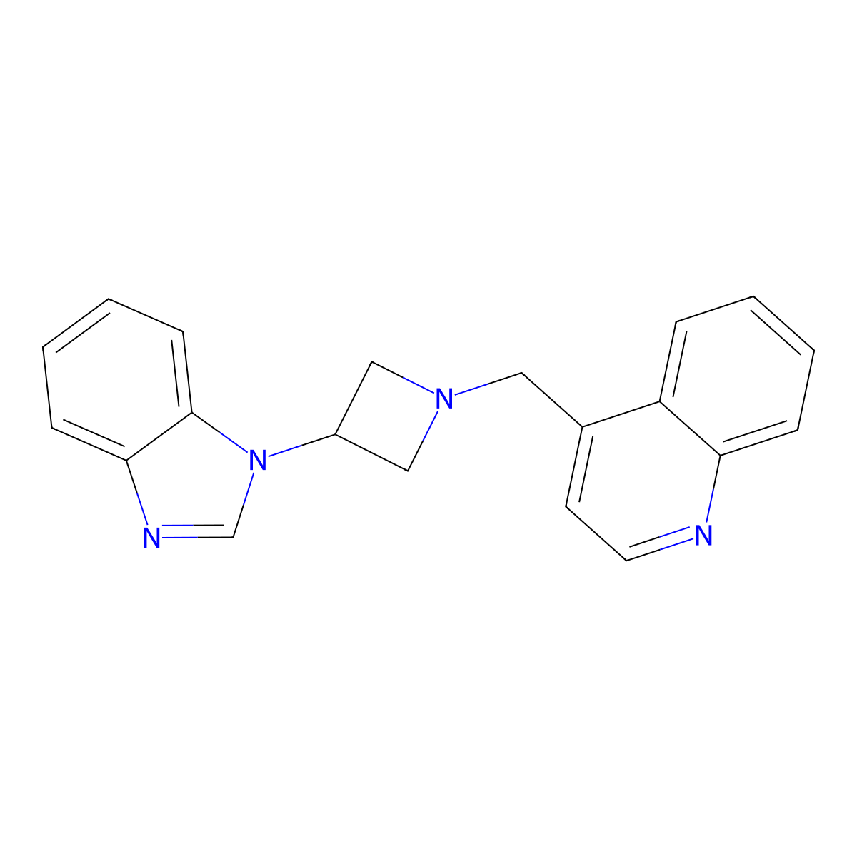 4-{[3-(1H-1,3-benzodiazol-1-yl)azetidin-1-yl]methyl}quinoline molecular structure, CAS 2415555-75-6