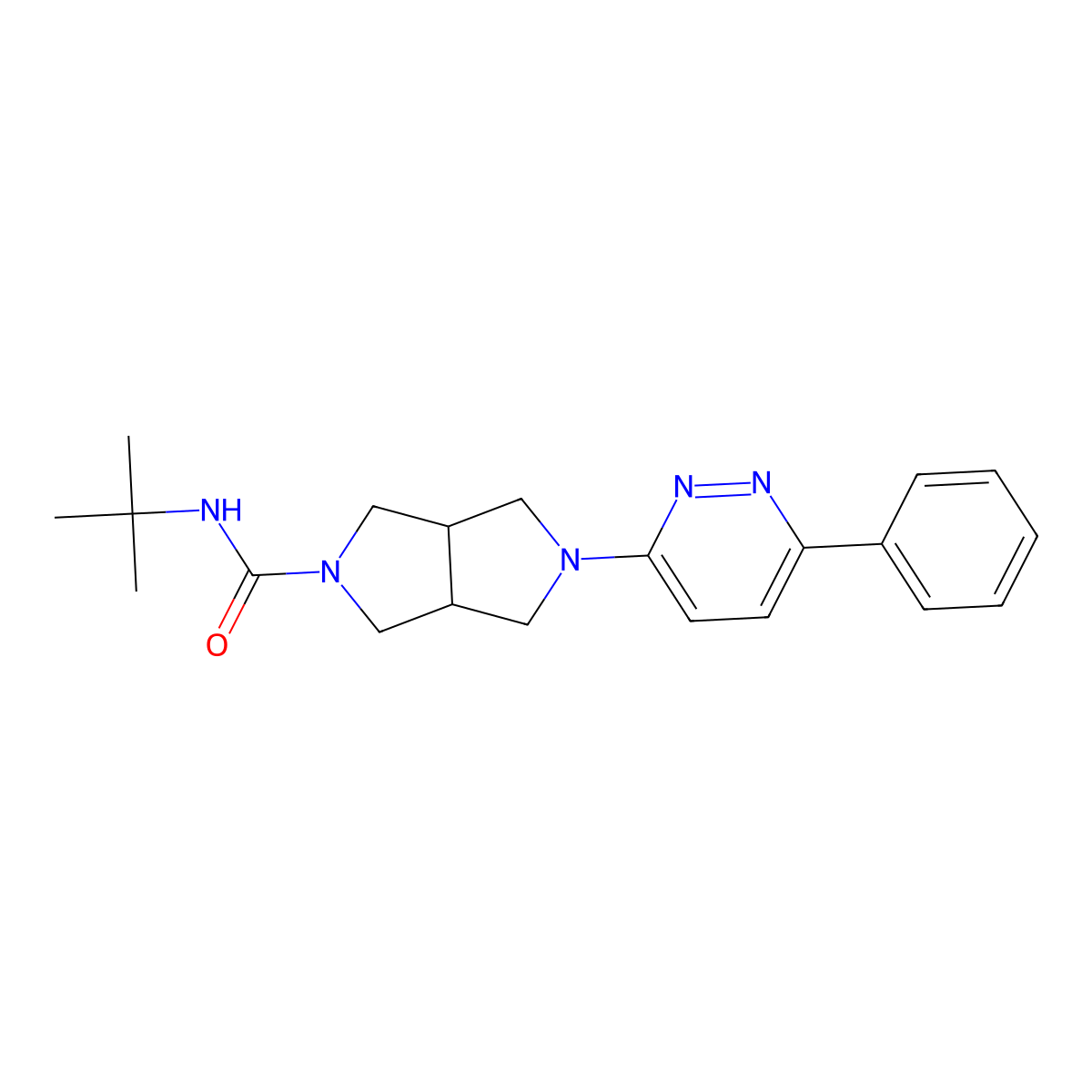 N-tert-butyl-5-(6-phenylpyridazin-3-yl)-octahydropyrrolo[3,4-c]pyrrole-2-carboxamide molecular structure, CAS 2415555-77-8