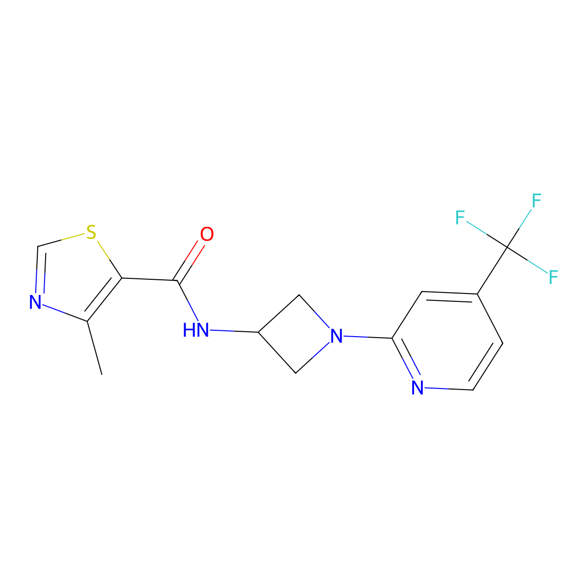 4-methyl-N-{1-[4-(trifluoromethyl)pyridin-2-yl]azetidin-3-yl}-1,3-thiazole-5-carboxamide molecular structure, CAS 2415555-81-4