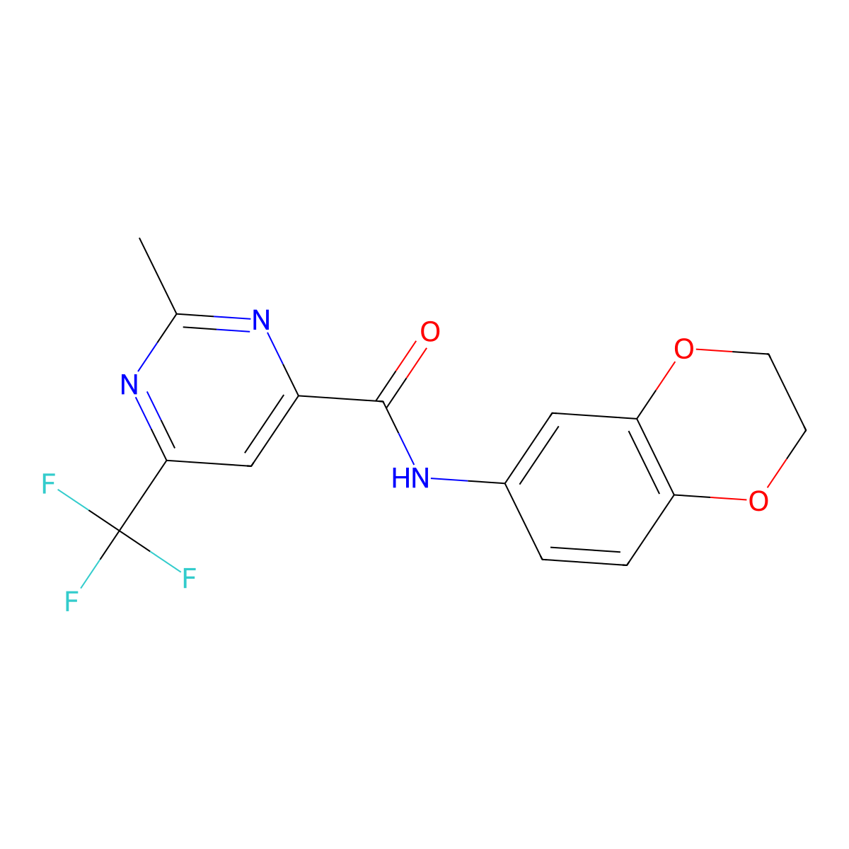 N-(2,3-Dihydro-1,4-benzodioxin-6-yl)-2-methyl-6-(trifluoromethyl)pyrimidine-4-carboxamide molecular structure, CAS 2415555-97-2