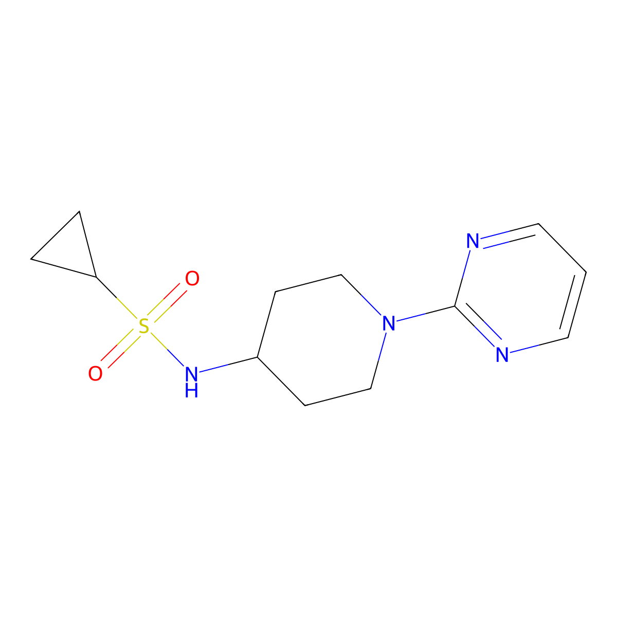 N-[1-(pyrimidin-2-yl)piperidin-4-yl]cyclopropanesulfonamide molecular structure, CAS 2415556-01-1