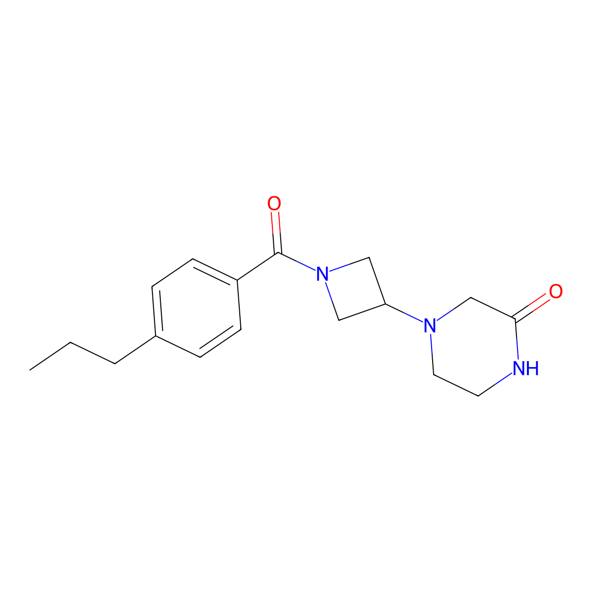 4-[1-(4-Propylbenzoyl)azetidin-3-yl]piperazin-2-one molecular structure, CAS 2415556-03-3