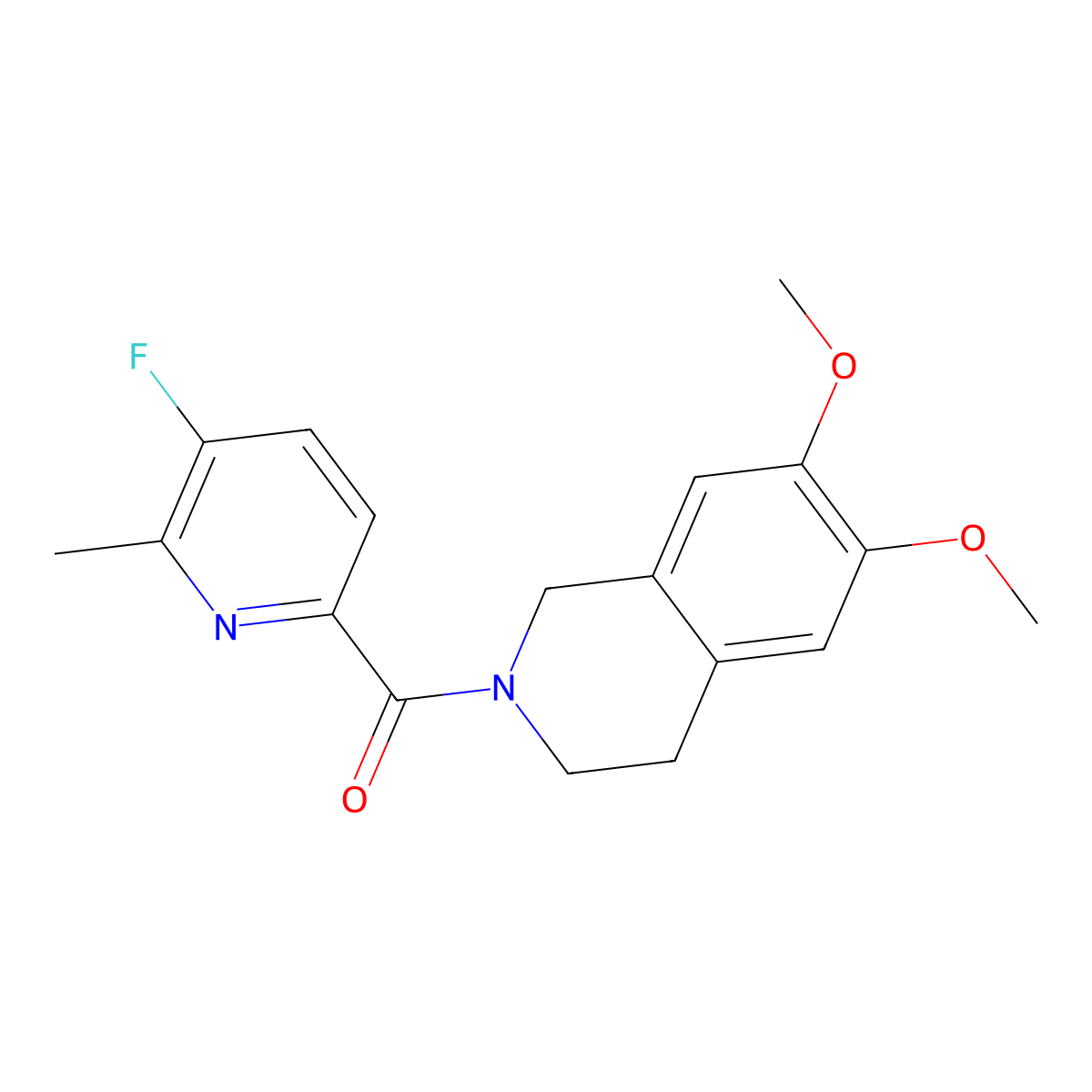 2-(5-Fluoro-6-methylpyridine-2-carbonyl)-6,7-dimethoxy-1,2,3,4-tetrahydroisoquinoline molecular structure, CAS 2415556-05-5