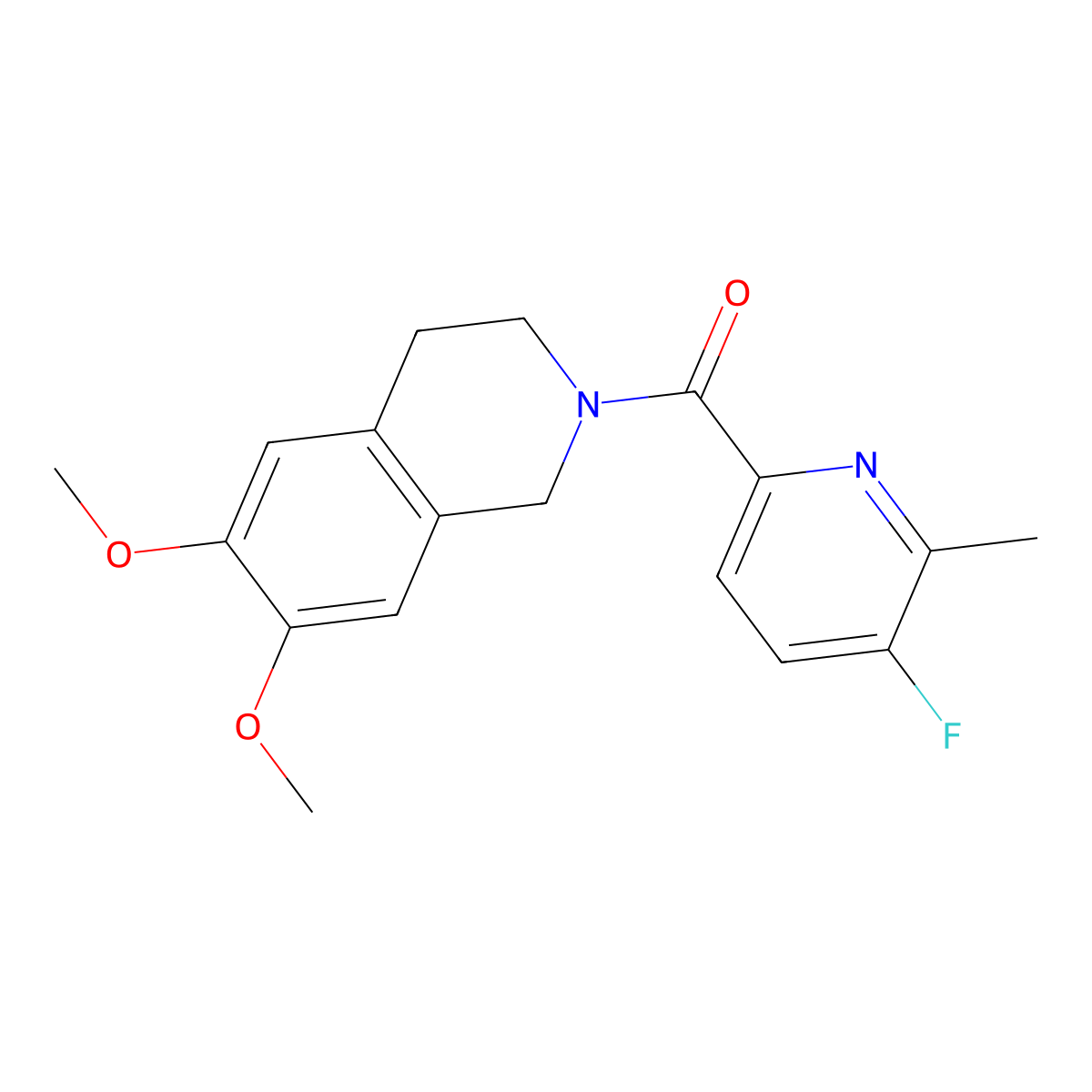 2-(5-Fluoro-6-methylpyridine-2-carbonyl)-6,7-dimethoxy-1,2,3,4-tetrahydroisoquinoline molecular structure, CAS 2415556-05-5