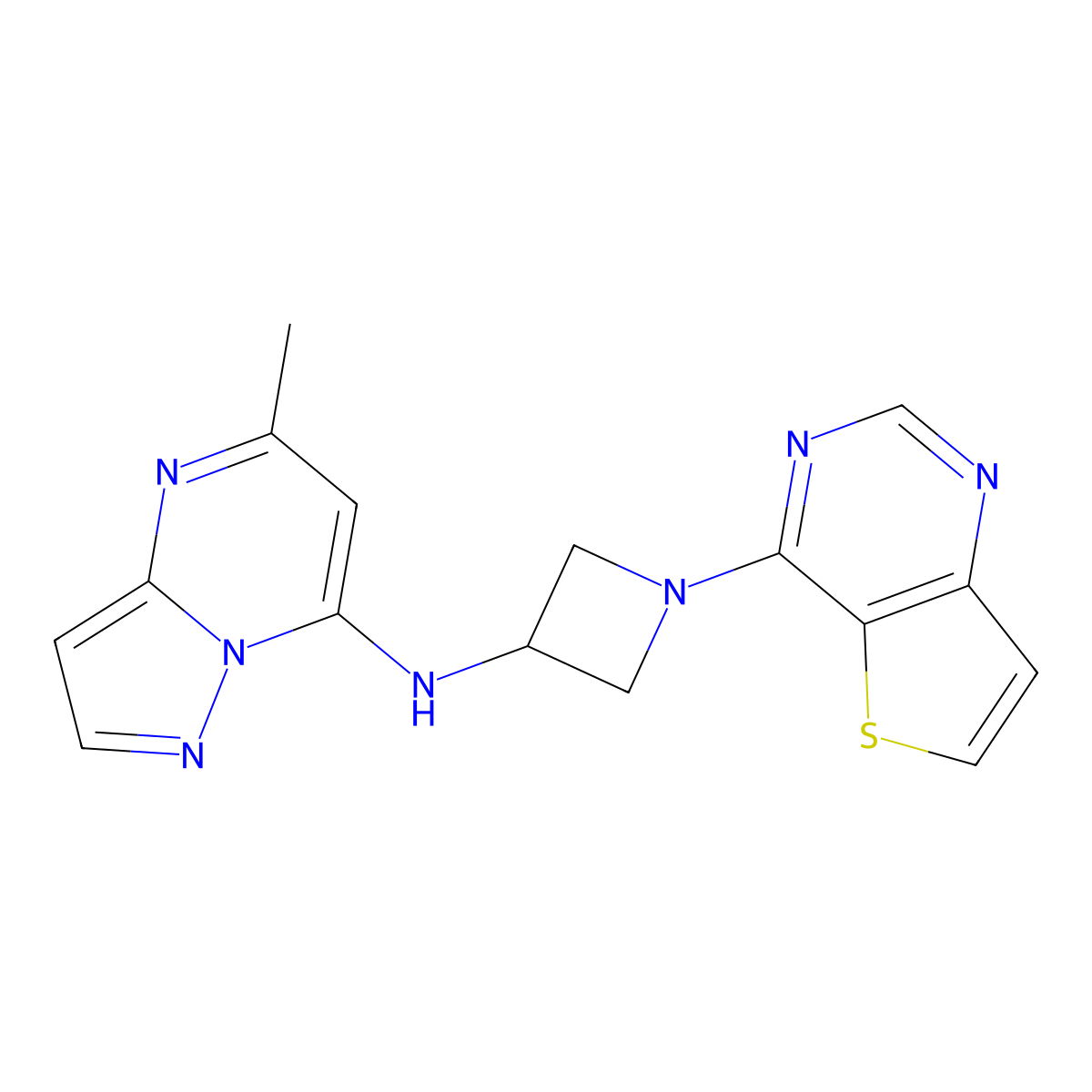 N-{5-methylpyrazolo[1,5-a]pyrimidin-7-yl}-1-{thieno[3,2-d]pyrimidin-4-yl}azetidin-3-amine molecular structure, CAS 2415556-09-9