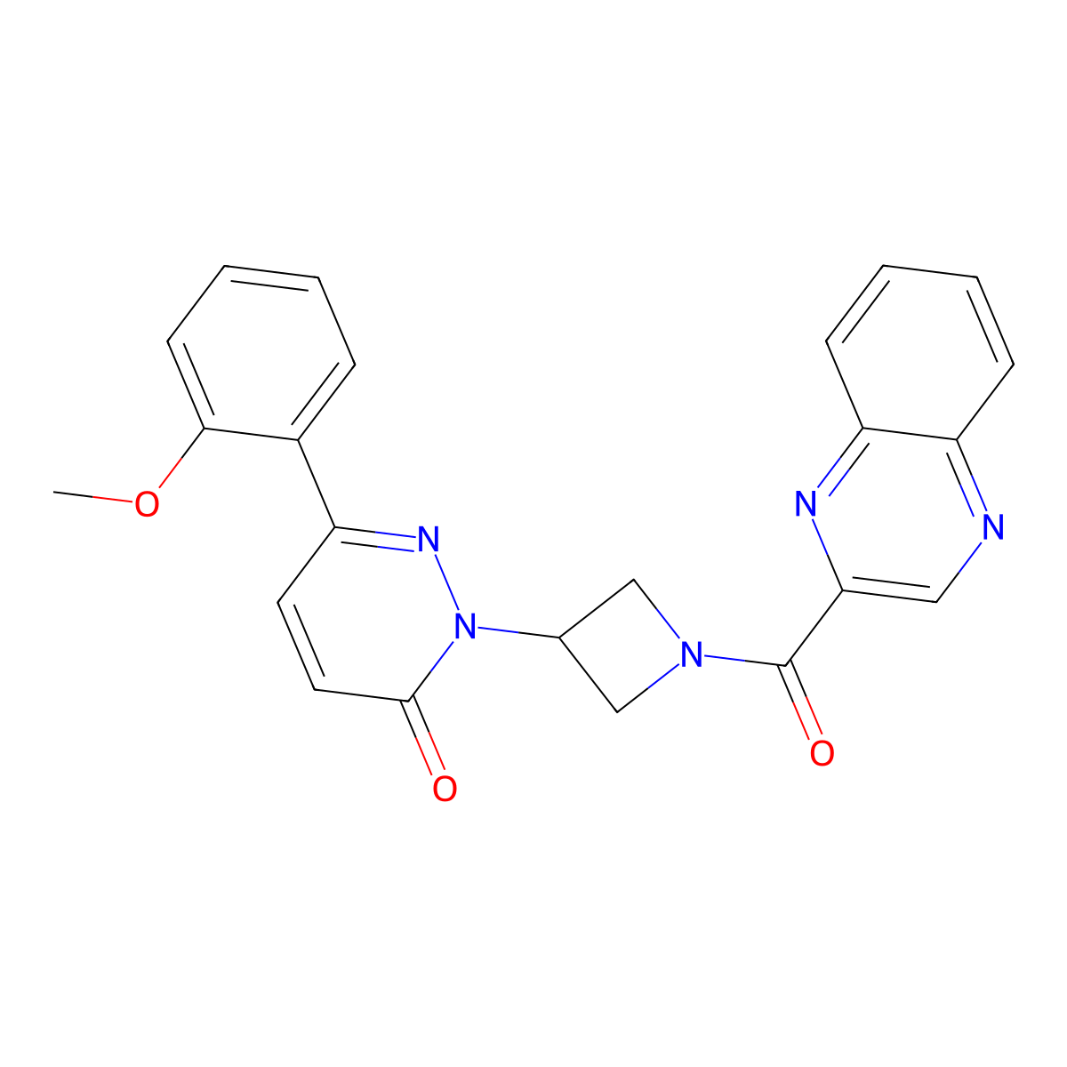 6-(2-Methoxyphenyl)-2-[1-(quinoxaline-2-carbonyl)azetidin-3-yl]-2,3-dihydropyridazin-3-one molecular structure, CAS 2415556-10-2