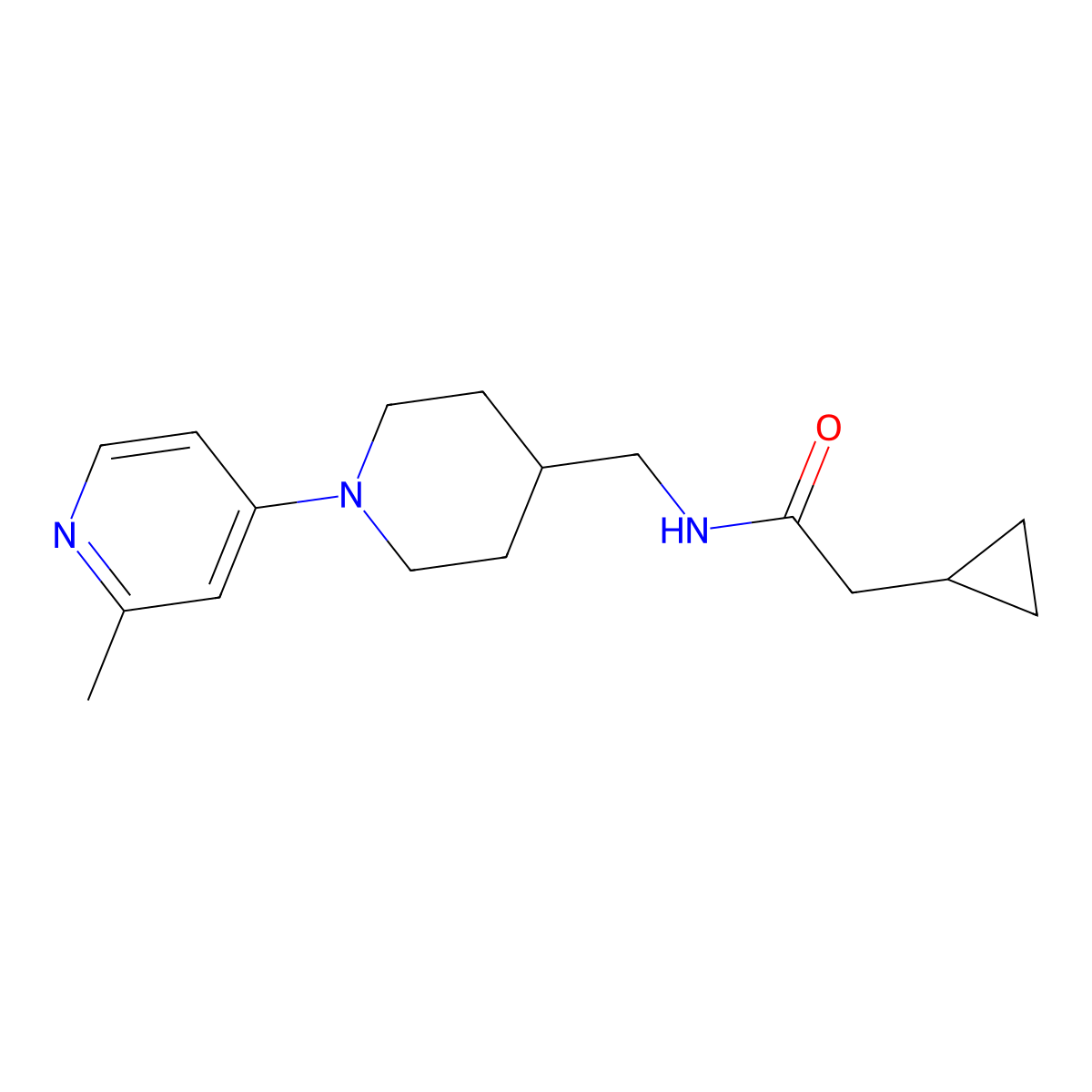 2-cyclopropyl-N-{[1-(2-methylpyridin-4-yl)piperidin-4-yl]methyl}acetamide molecular structure, CAS 2415556-17-9
