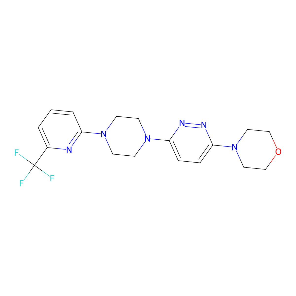 4-(6-{4-[6-(Trifluoromethyl)pyridin-2-yl]piperazin-1-yl}pyridazin-3-yl)morpholine molecular structure, CAS 2415556-18-0