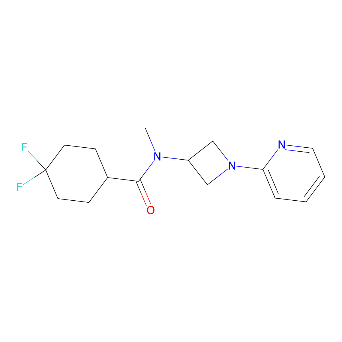 4,4-difluoro-N-methyl-N-[1-(pyridin-2-yl)azetidin-3-yl]cyclohexane-1-carboxamide molecular structure, CAS 2415556-23-7