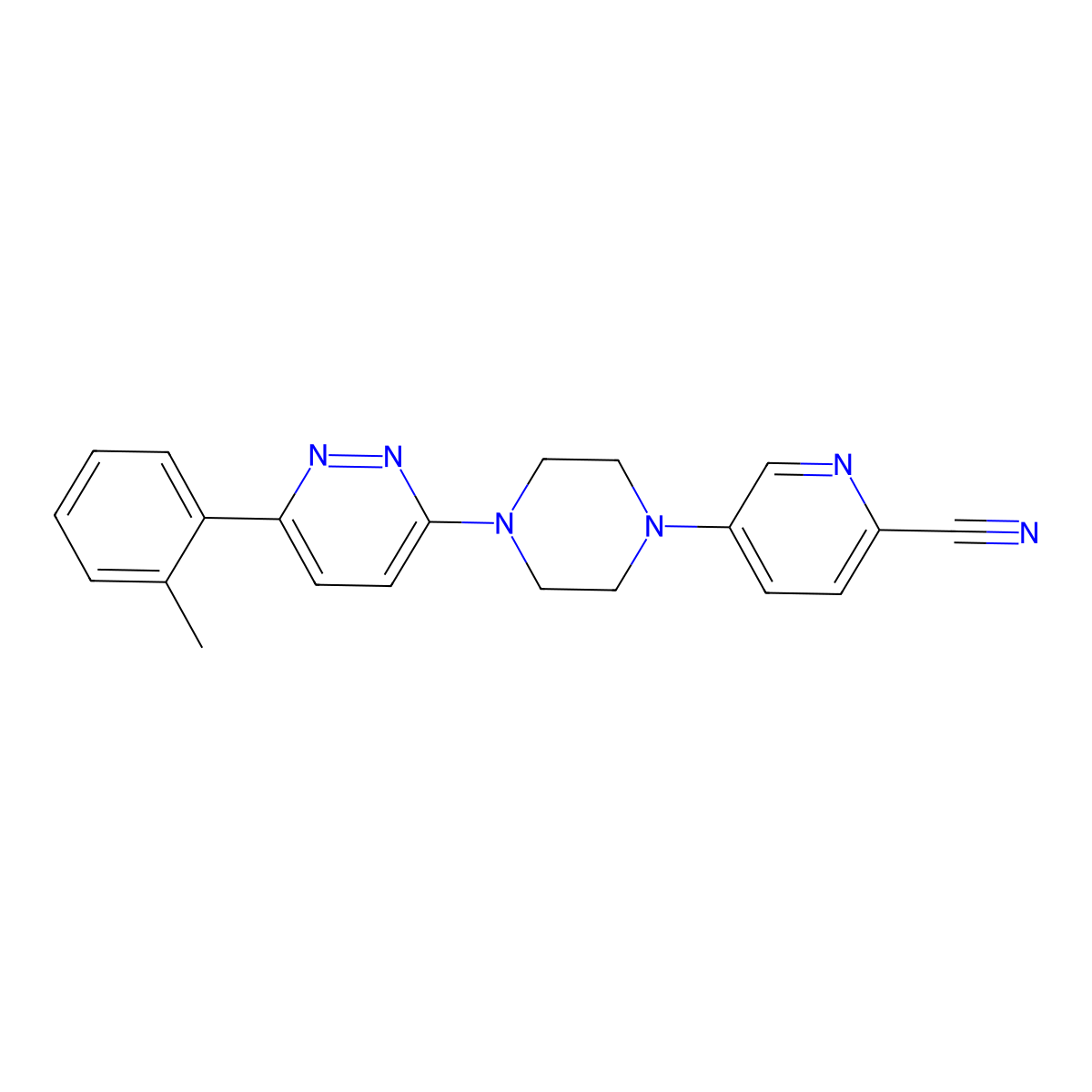 5-{4-[6-(2-Methylphenyl)pyridazin-3-yl]piperazin-1-yl}pyridine-2-carbonitrile molecular structure, CAS 2415556-27-1