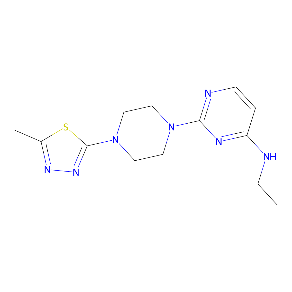 N-Ethyl-2-[4-(5-methyl-1,3,4-thiadiazol-2-yl)piperazin-1-yl]pyrimidin-4-amine molecular structure, CAS 2415556-33-9