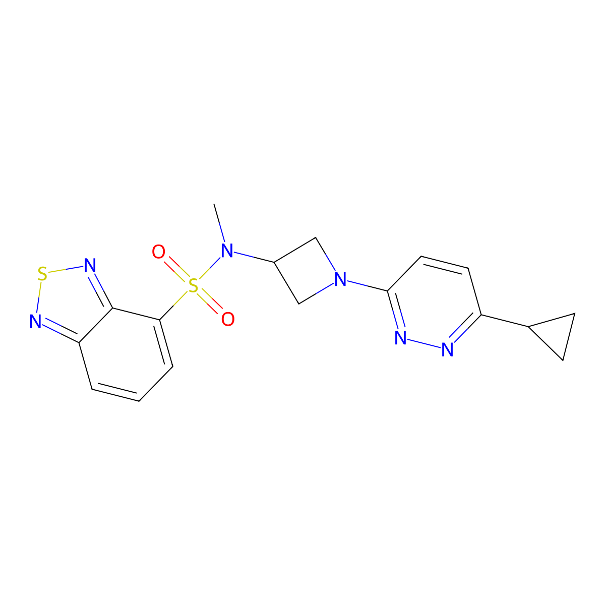 N-[1-(6-Cyclopropylpyridazin-3-yl)azetidin-3-yl]-N-methyl-2,1,3-benzothiadiazole-4-sulfonamide molecular structure, CAS 2415556-36-2