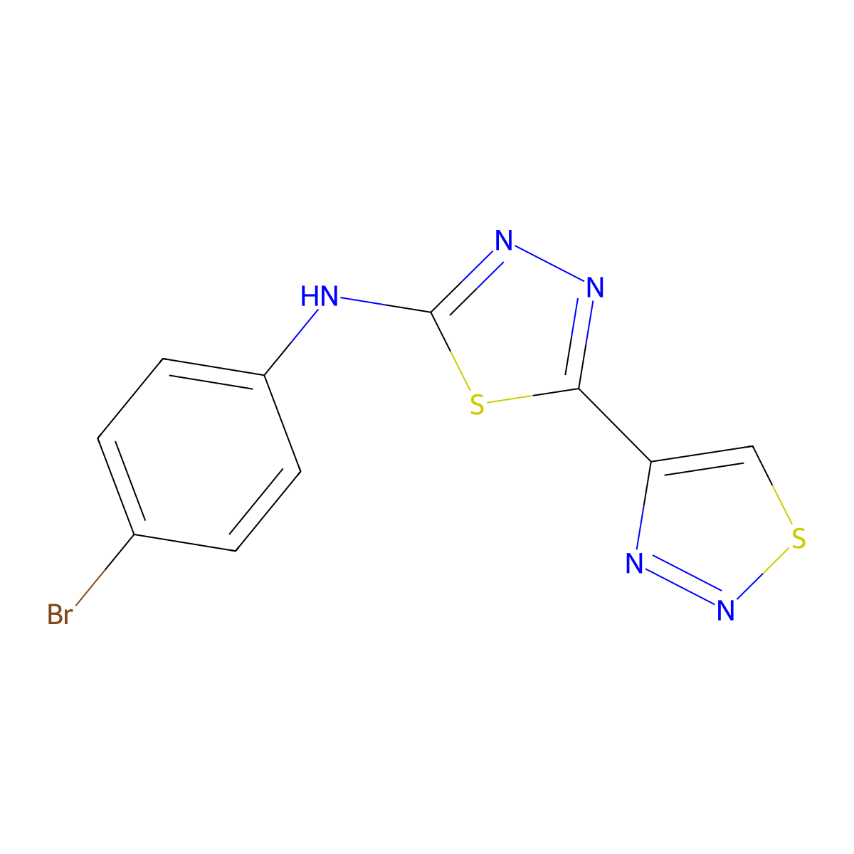 N-(4-bromophenyl)-5-(1,2,3-thiadiazol-4-yl)-1,3,4-thiadiazol-2-amine molecular structure, CAS 2415556-37-3