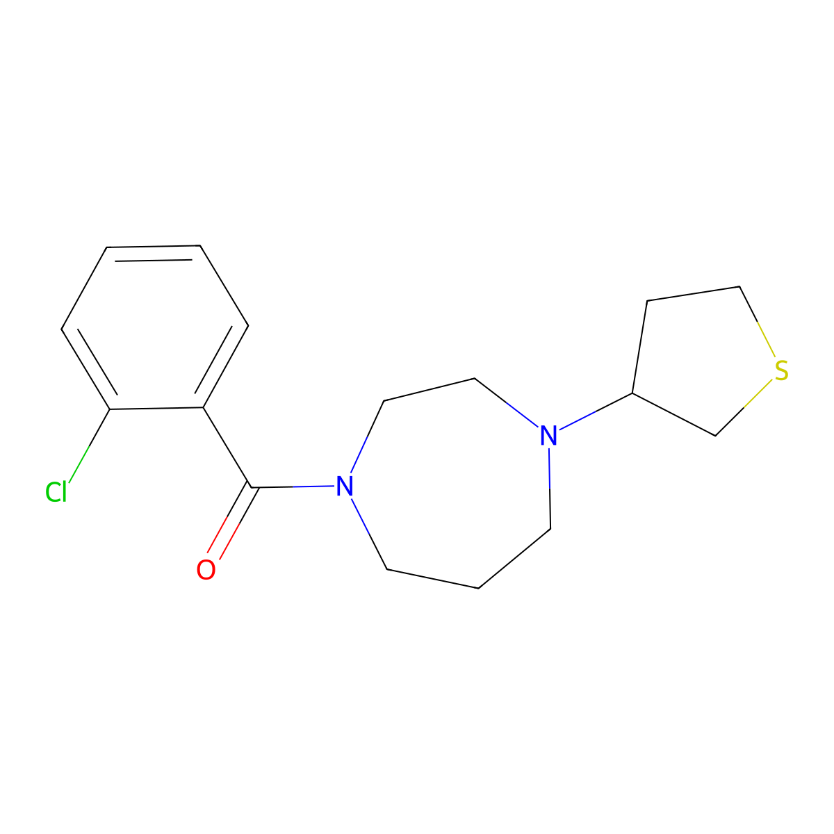 1-(2-Chlorobenzoyl)-4-(thiolan-3-yl)-1,4-diazepane molecular structure, CAS 2415556-43-1