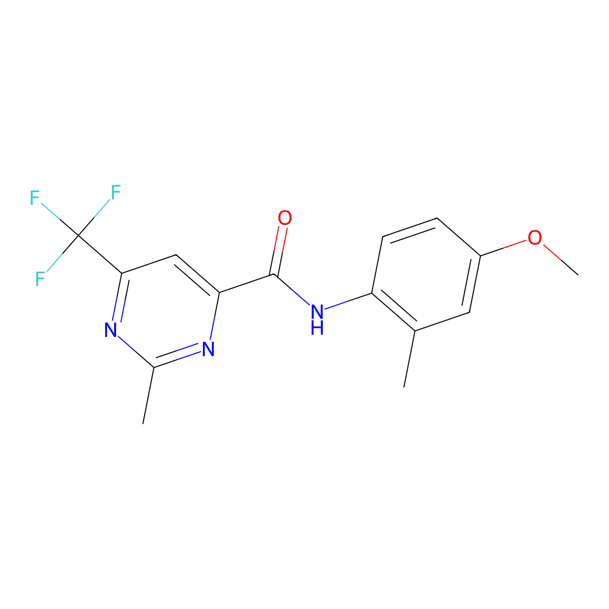 N-(4-Methoxy-2-methylphenyl)-2-methyl-6-(trifluoromethyl)pyrimidine-4-carboxamide molecular structure, CAS 2415561-73-6
