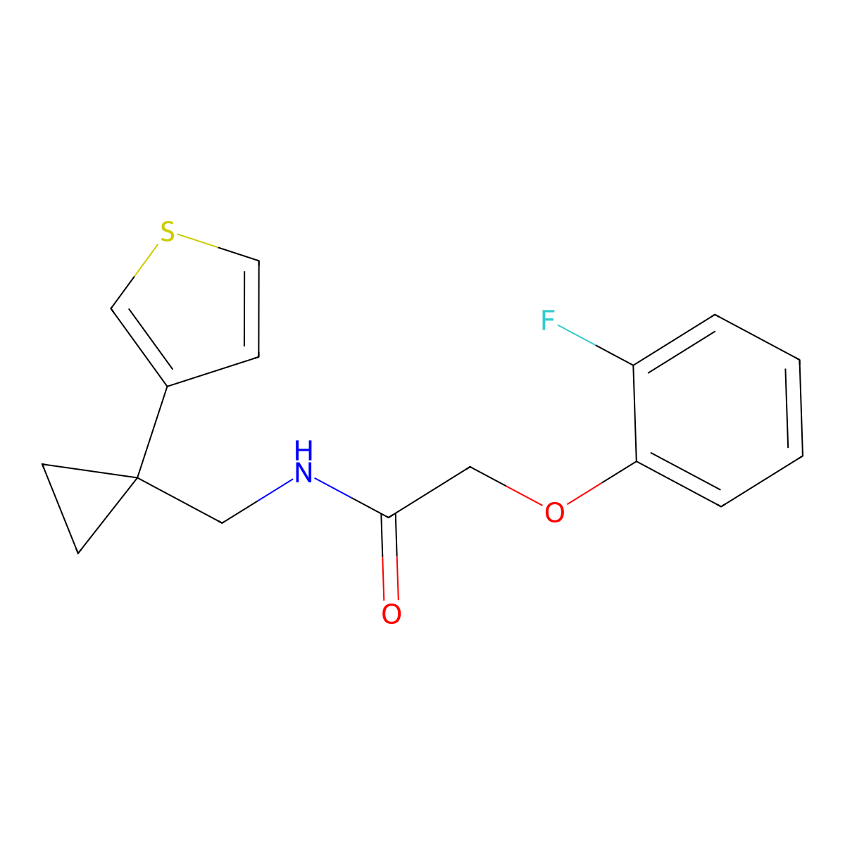 2-(2-fluorophenoxy)-N-{[1-(thiophen-3-yl)cyclopropyl]methyl}acetamide molecular structure, CAS 2415561-75-8