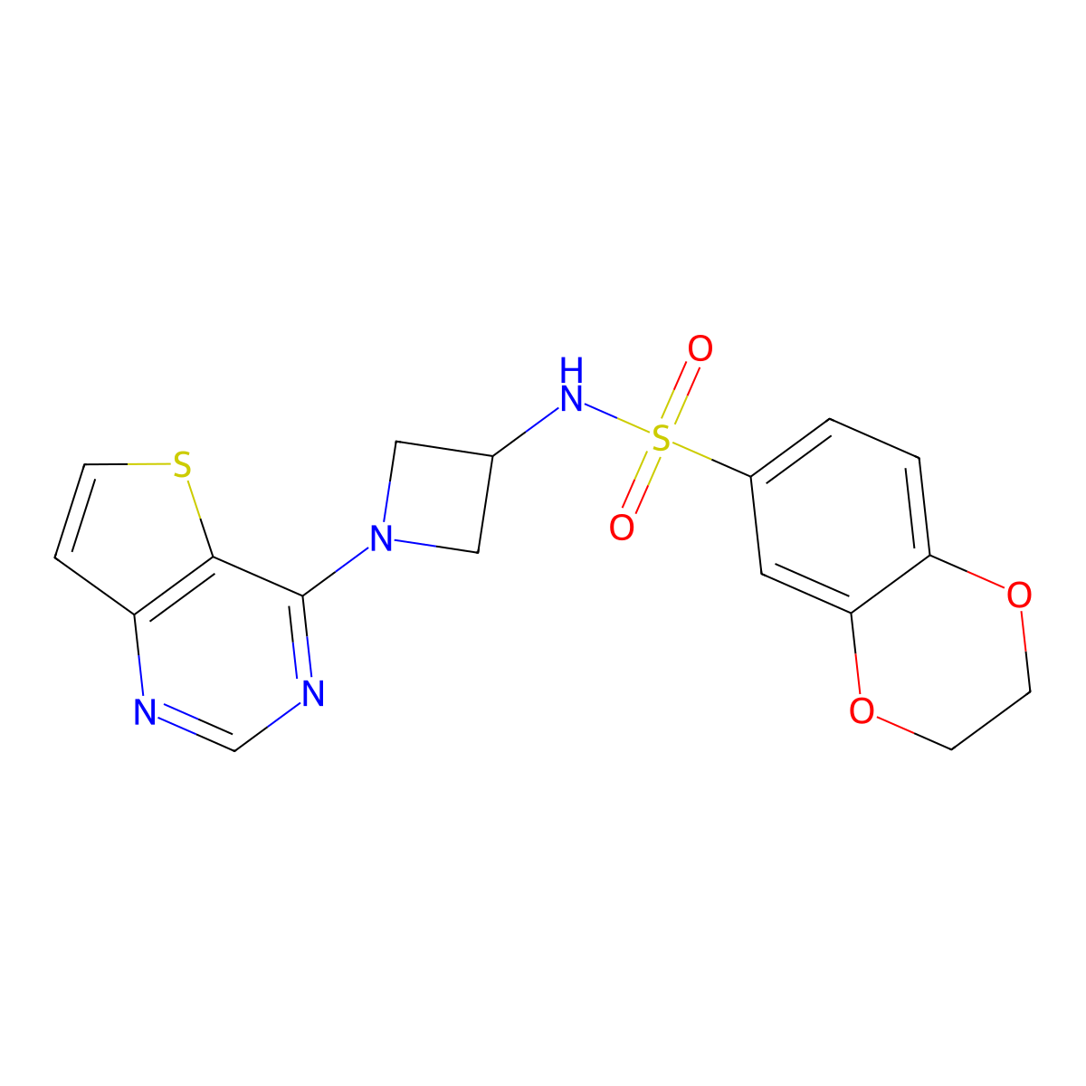 N-(1-{thieno[3,2-d]pyrimidin-4-yl}azetidin-3-yl)-2,3-dihydro-1,4-benzodioxine-6-sulfonamide molecular structure, CAS 2415561-79-2