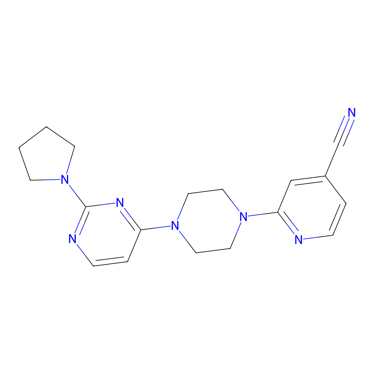 2-{4-[2-(Pyrrolidin-1-yl)pyrimidin-4-yl]piperazin-1-yl}pyridine-4-carbonitrile molecular structure, CAS 2415561-83-8