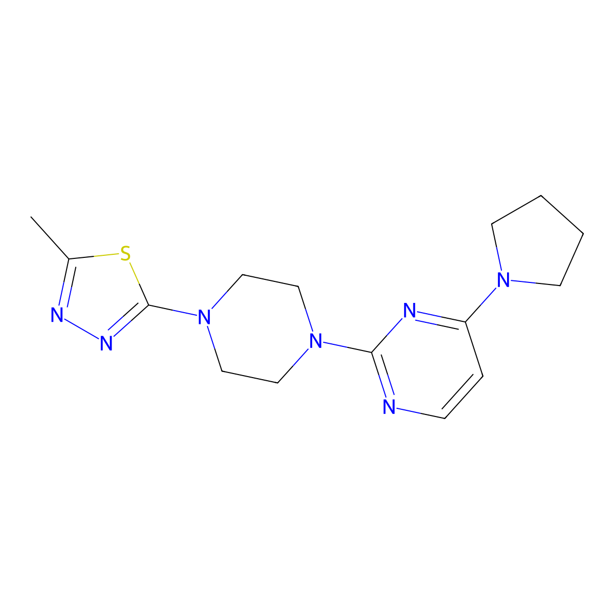 2-[4-(5-Methyl-1,3,4-thiadiazol-2-yl)piperazin-1-yl]-4-(pyrrolidin-1-yl)pyrimidine molecular structure, CAS 2415561-84-9